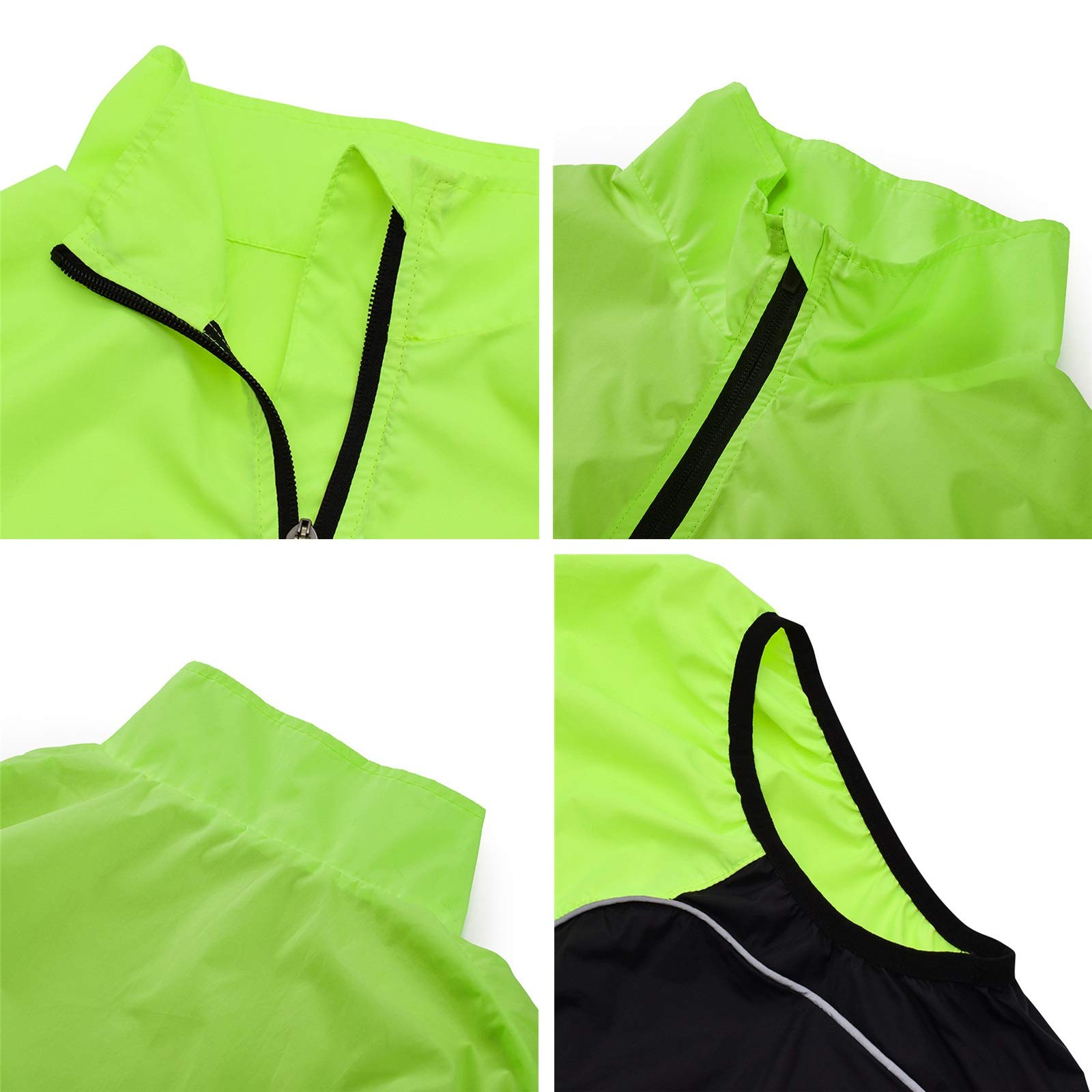 Hombres Chaleco Ciclismo Sin Mangas Antiviento Alta Visibilidad Impermeable Chaleco Bicicleta Con Tira Reflectante (Color : Black, Size : Large)
