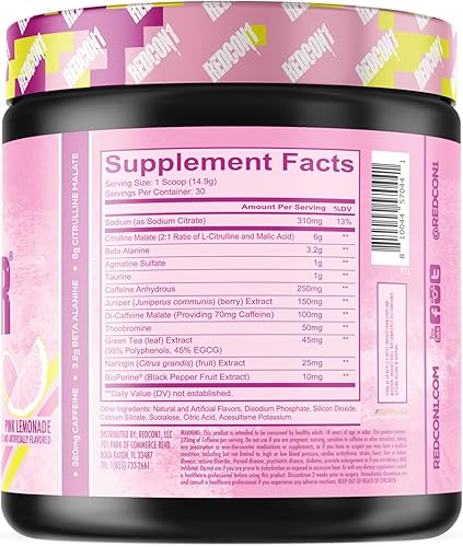 Vista 85 de Redcon1 Total War - Suplemento para entrenamiento, 30 porciones, potencia la energía, aumenta la resistencia y el enfoque, con beta-alanina, 0.012