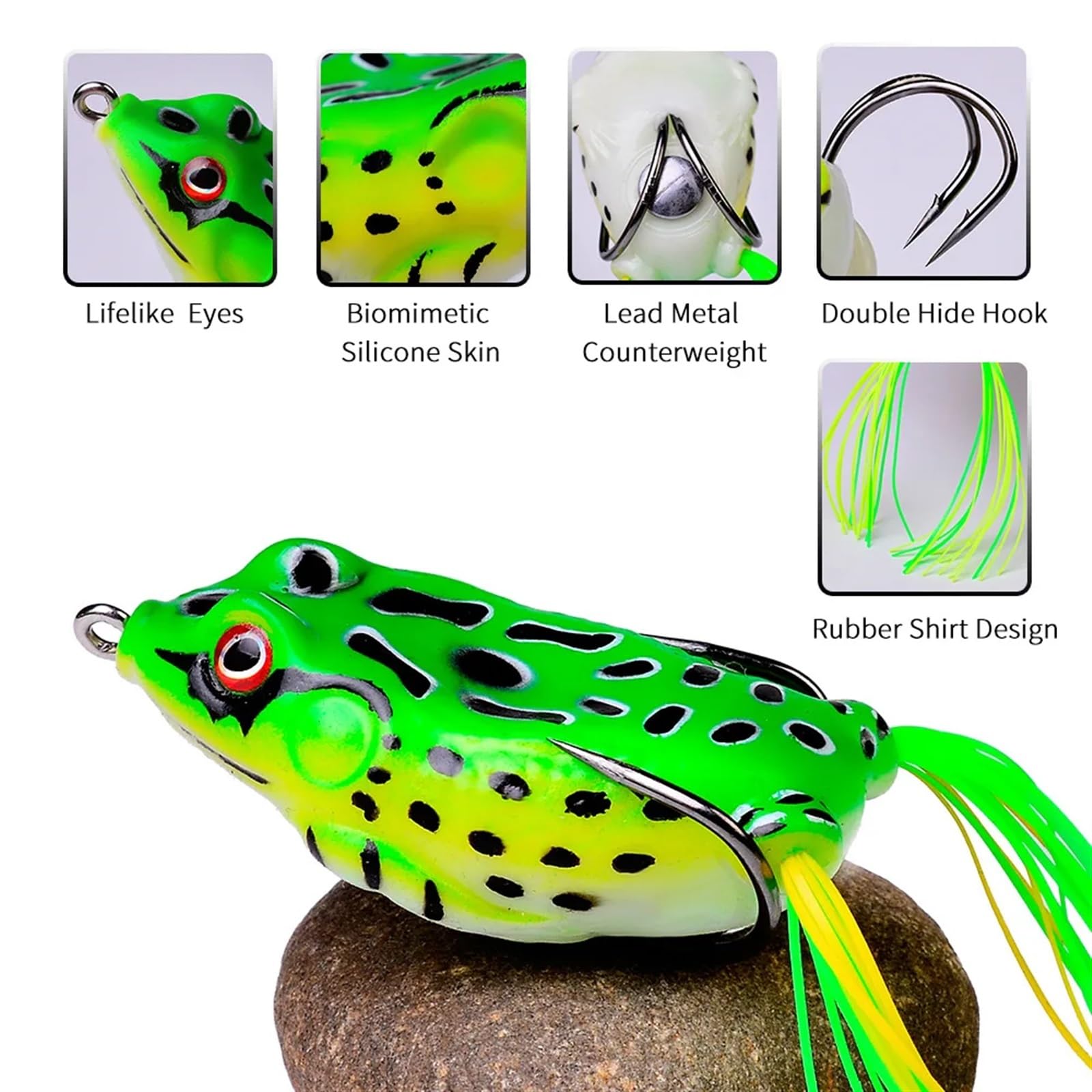 Leurre de Grenouille en Plastique Souple, appât Artificiel avec hameçons, Rayon de Surface, Yeux artificiels 3D