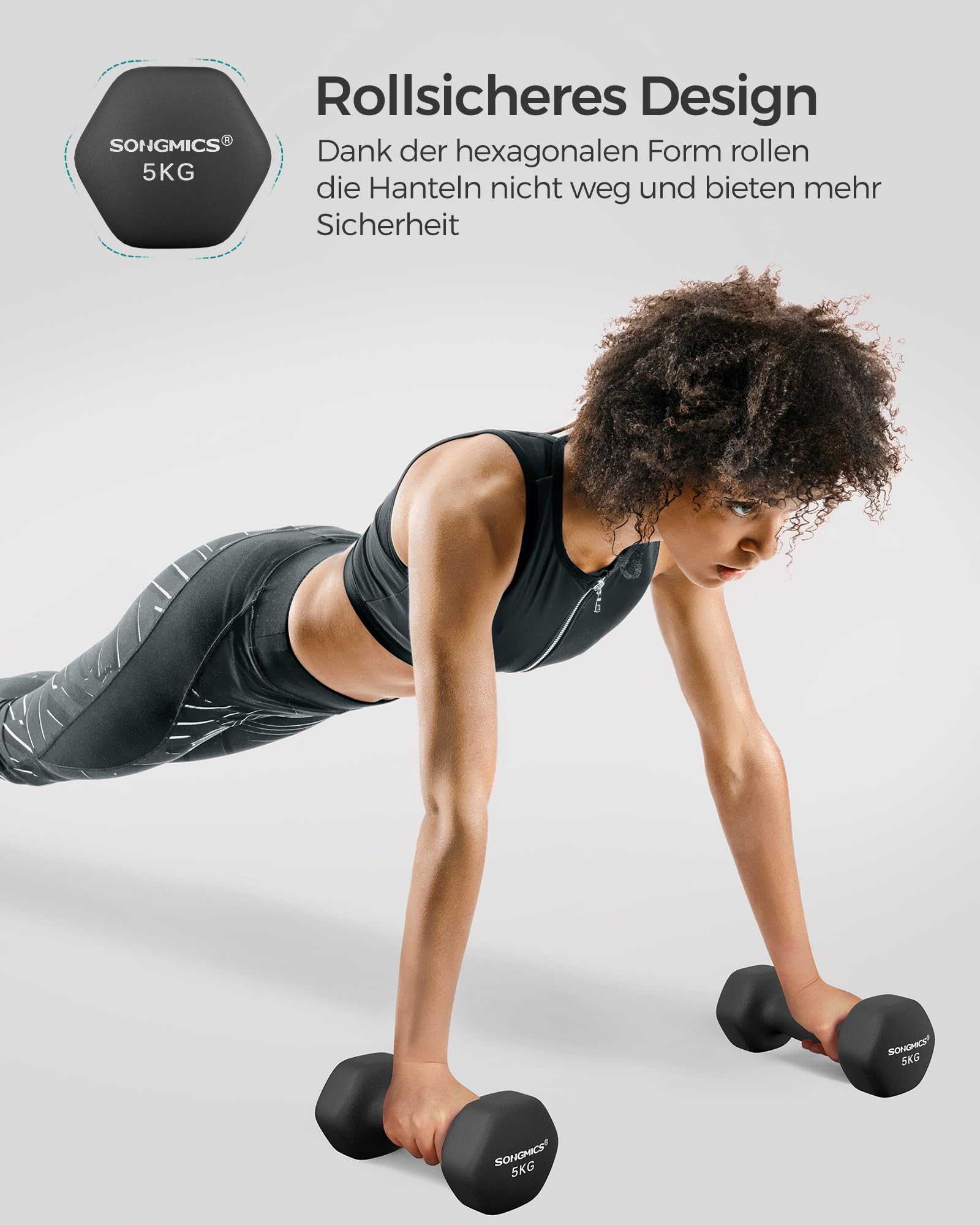 SONGMICS Kurzhanteln 2er Set Hanteln Hexagon Neopren Beschichtung Krafttraining Workout Fitness Training Zuhause