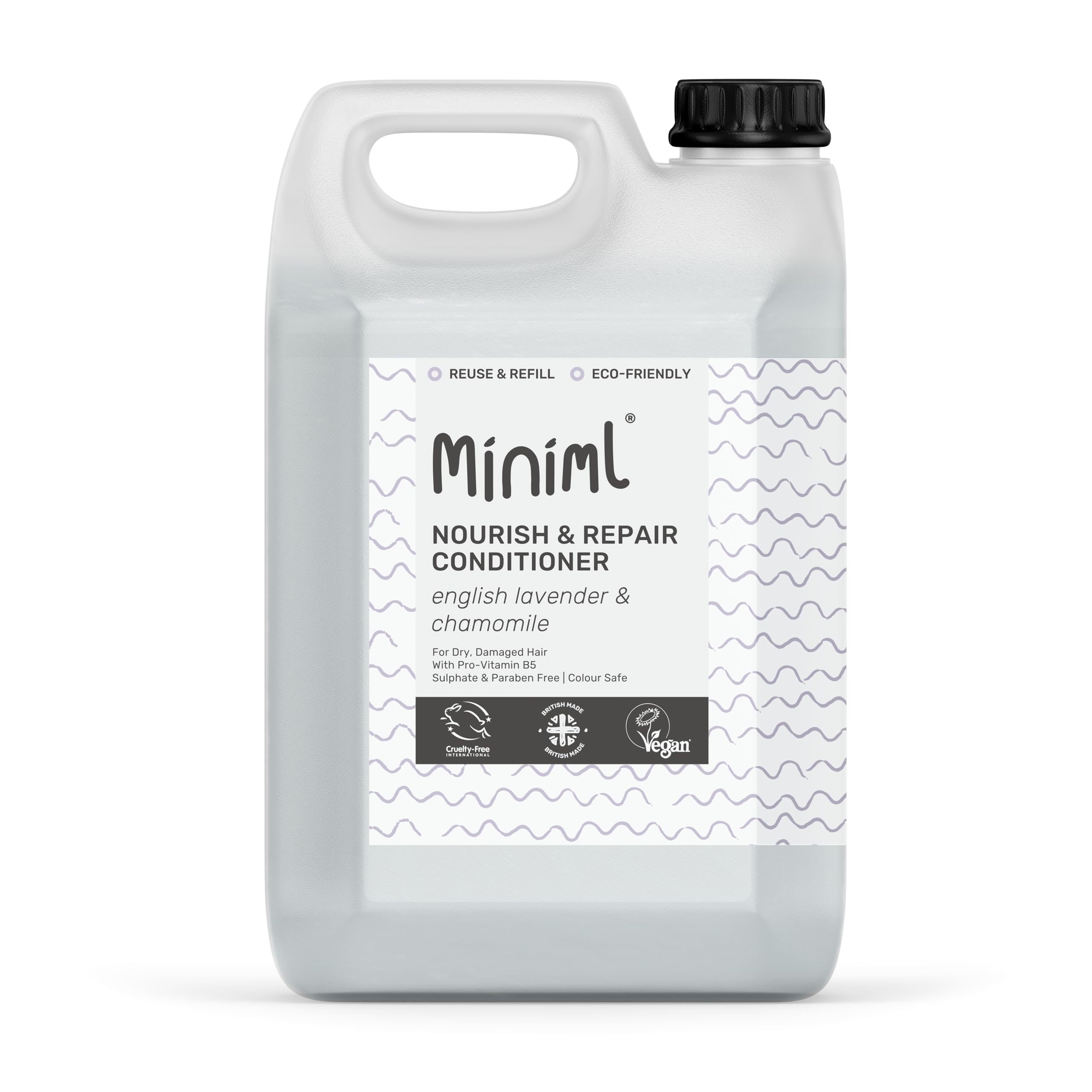 Miniml Natural English Lavender & Chamomile Conditioner - Nourish & Repair - For Dry, Damaged Hair with Pro-Vitamin B5 - Sulphate & Paraben Free, Vegan & Cruelty Free - 5L Refill