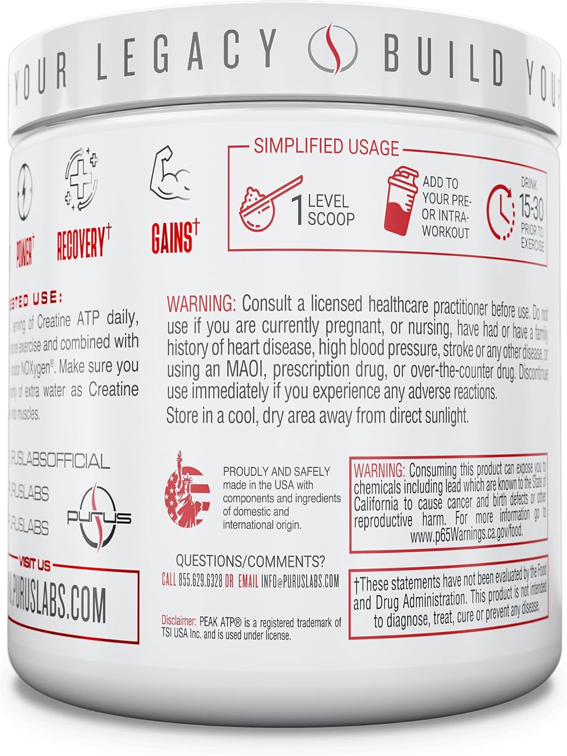 Purus Labs Creatine ATP, Peak ATP + Creatine Monohydrate, Unflavored - 30 Servings - Muscle Activation & Cellular Energy - Image 7