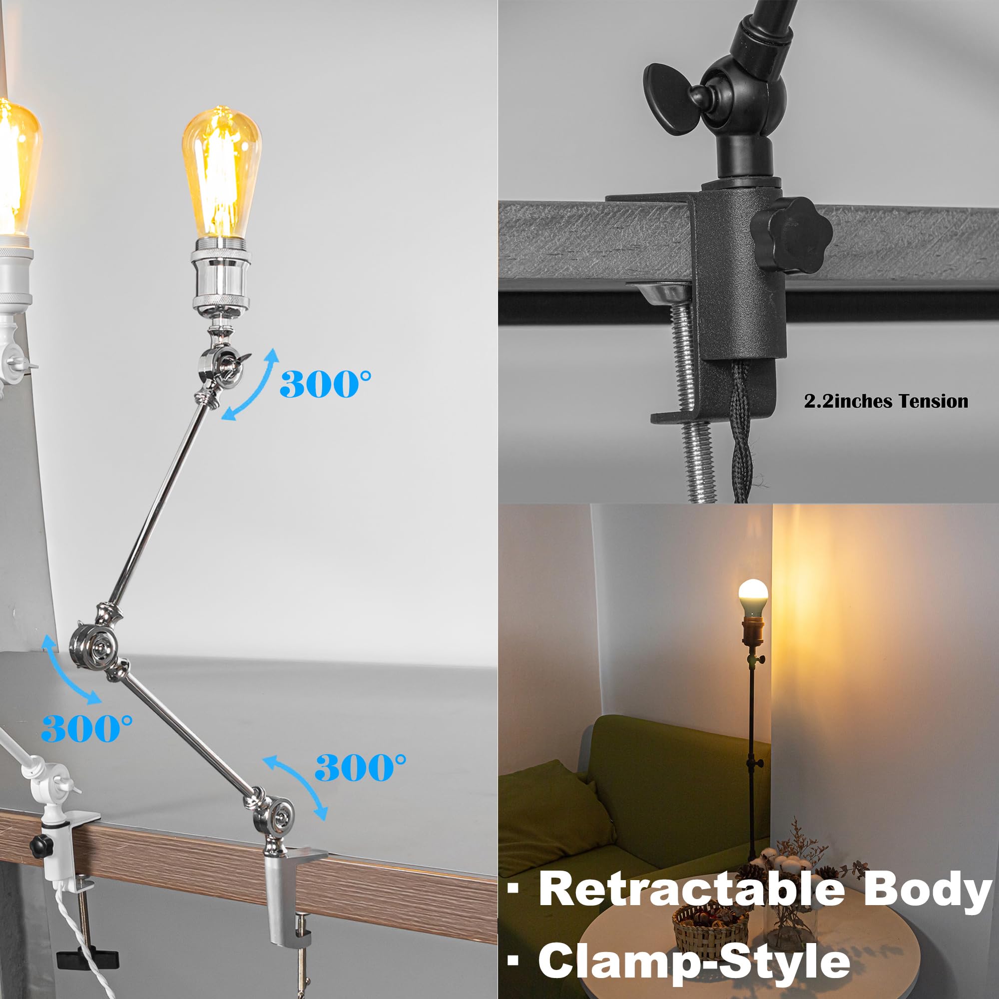 Wiederaufladbar Klemmleuchte mit Fernbedienung, Einstellbar Clip auf Schreibtisch Leselampe,Dimmbar Clamp Nachttischlampe mit Flexarm für Schreibtisch Nachttisch Regal- TB2773SL