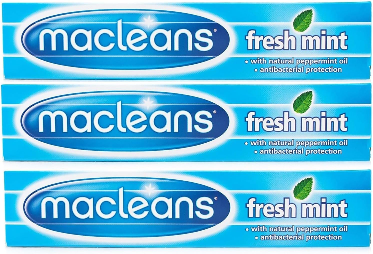 AA Merchant 3 X Macleans Freshmint Toothpaste 100ml - Antibacterial Formula, Multipack - Mint Flavor for Optimal Oral Care