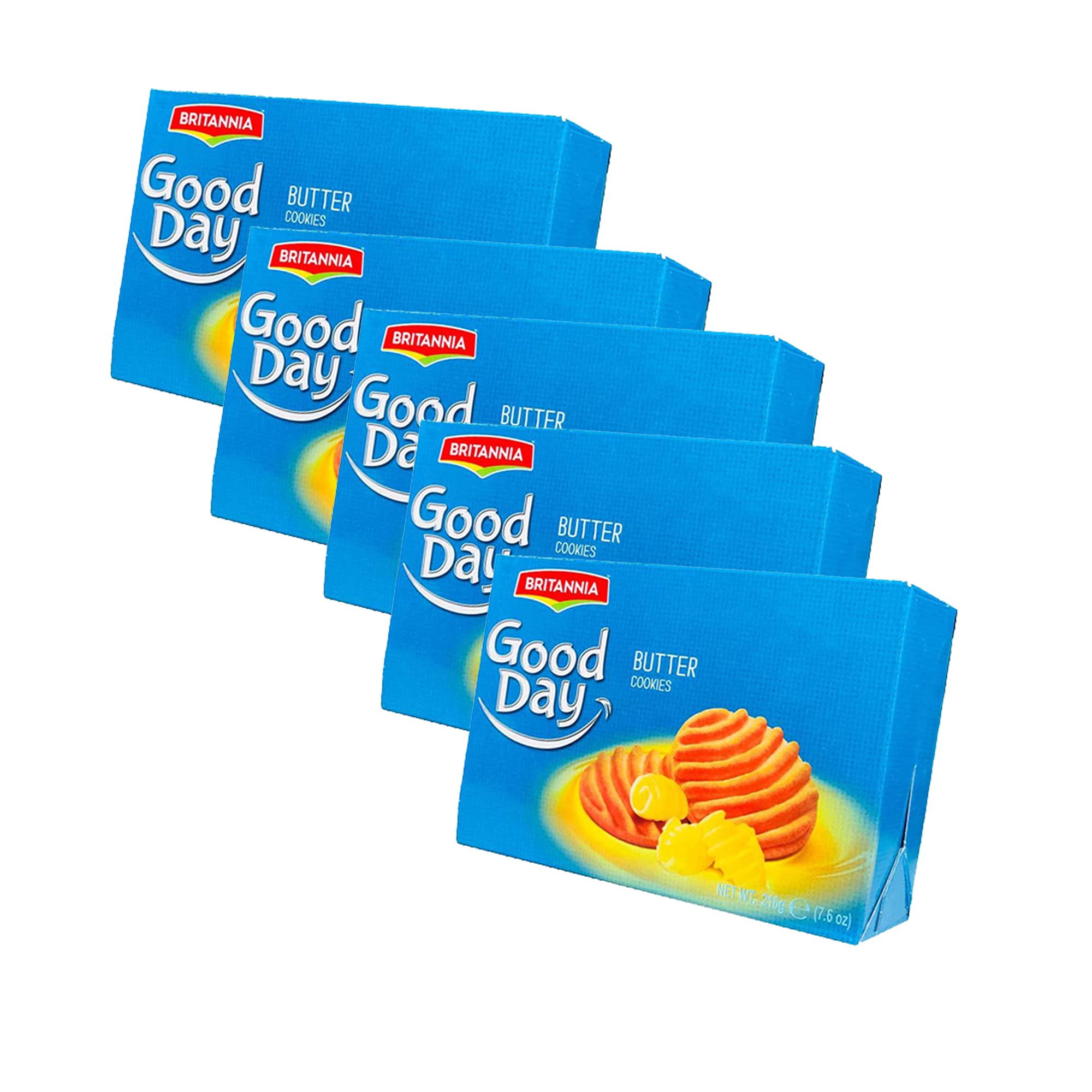 Britannia Good day Biscuits and Cookies 216g (Pack of 5) – Butter Cookies – Highly Nutritive – Tasty and Healthy - Cracker Biscuits Cookies Tea Time Snacks for Kids & Family - Price Mark £ 2.20