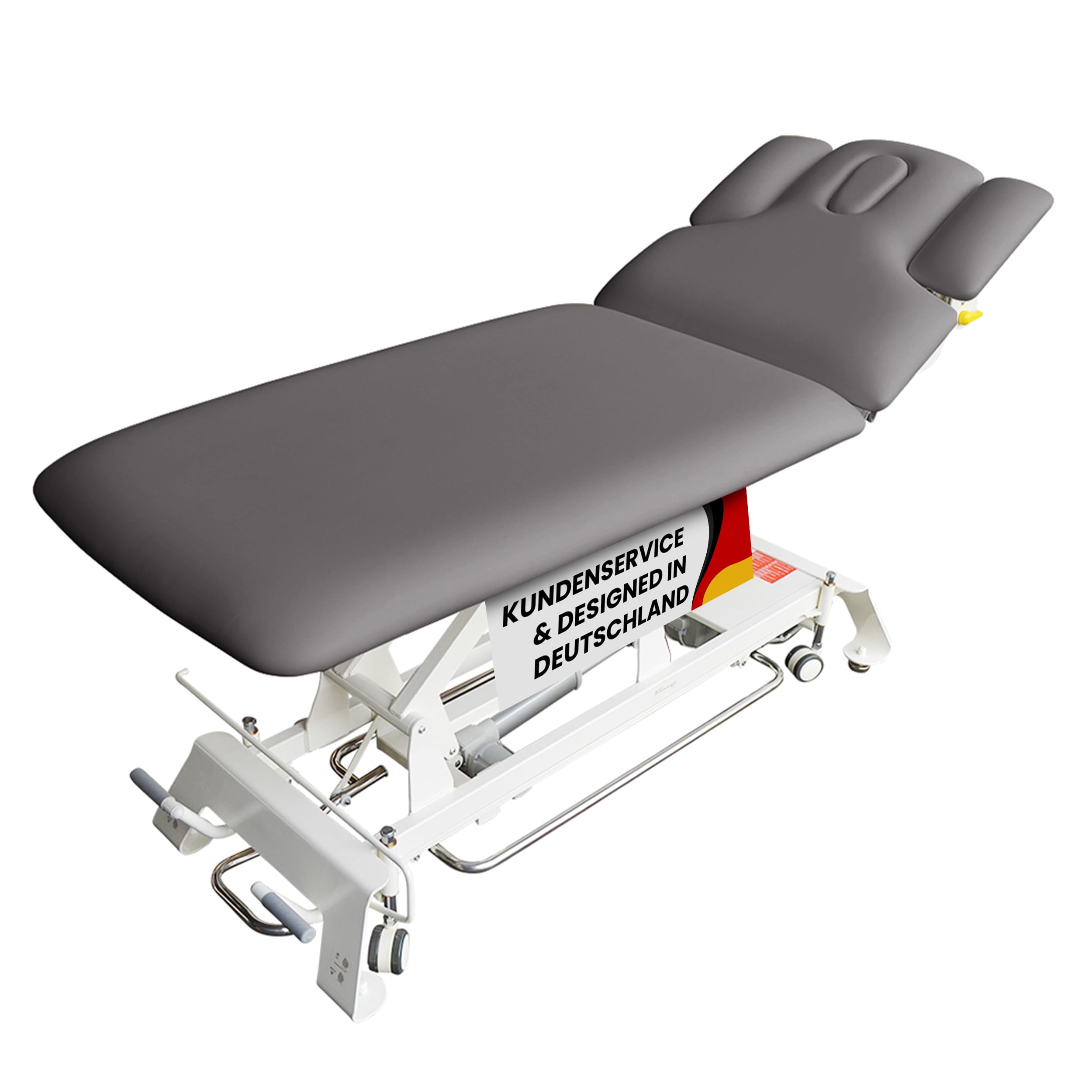 Elektrische Massageliege Houston - Therapieliege Behandlungsliege höhenverstellbar bis 95,5 cm mit 3-teiligem Kopfteil - Kosmetikliege inkl. Papierrollenhalter - Belastbar bis 200 kg