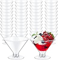 Vista 7 de Yinkin 12 Piezas Vasos de Martini de Plástico de 2 oz Desechables Transparentes para Cóctel Postre Parfait Vasos Irrompibles Mini Copas de Martini
