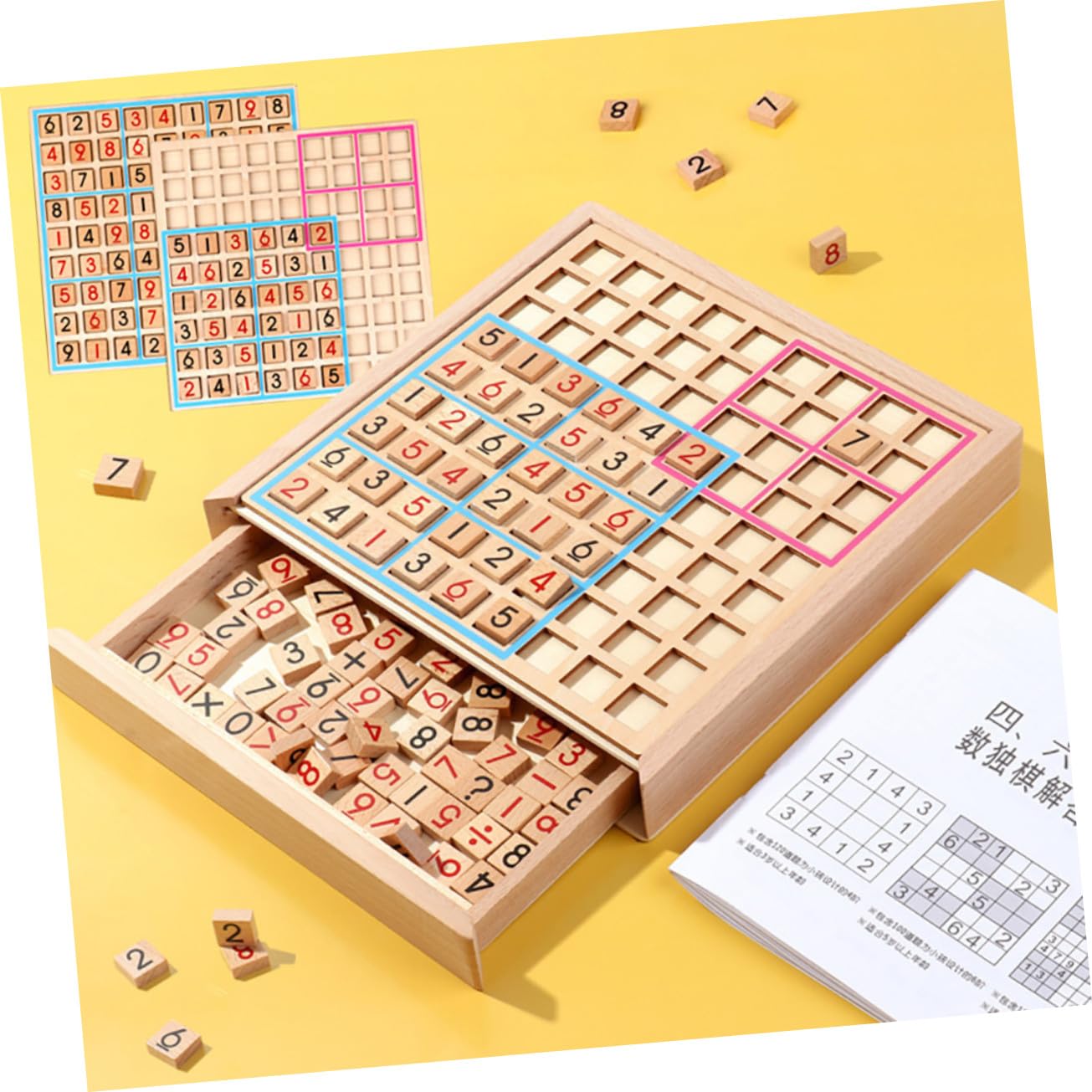 Jeu de Sudoku pour Garçon et Filles 9 Grilles en Bois, Format Compact