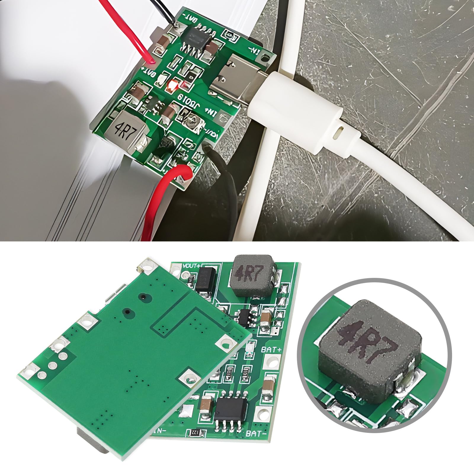 Micro Traders 5-Pack Charger Module 2A 18650 Li-Ion Battery Fast Charger Module 3.7V Boost to 5V 9V 12V with Overcharge Protection for Battery-Powered Equipment