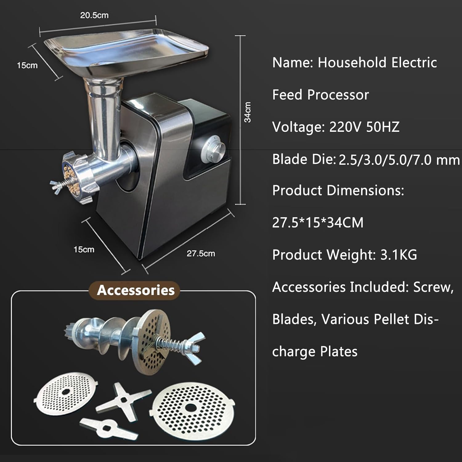 Máquina eléctrica de pellets de alimentación animal con cuchillas ajustables y ventilación inferior para alimentación de pájaros, peces y aves de corral