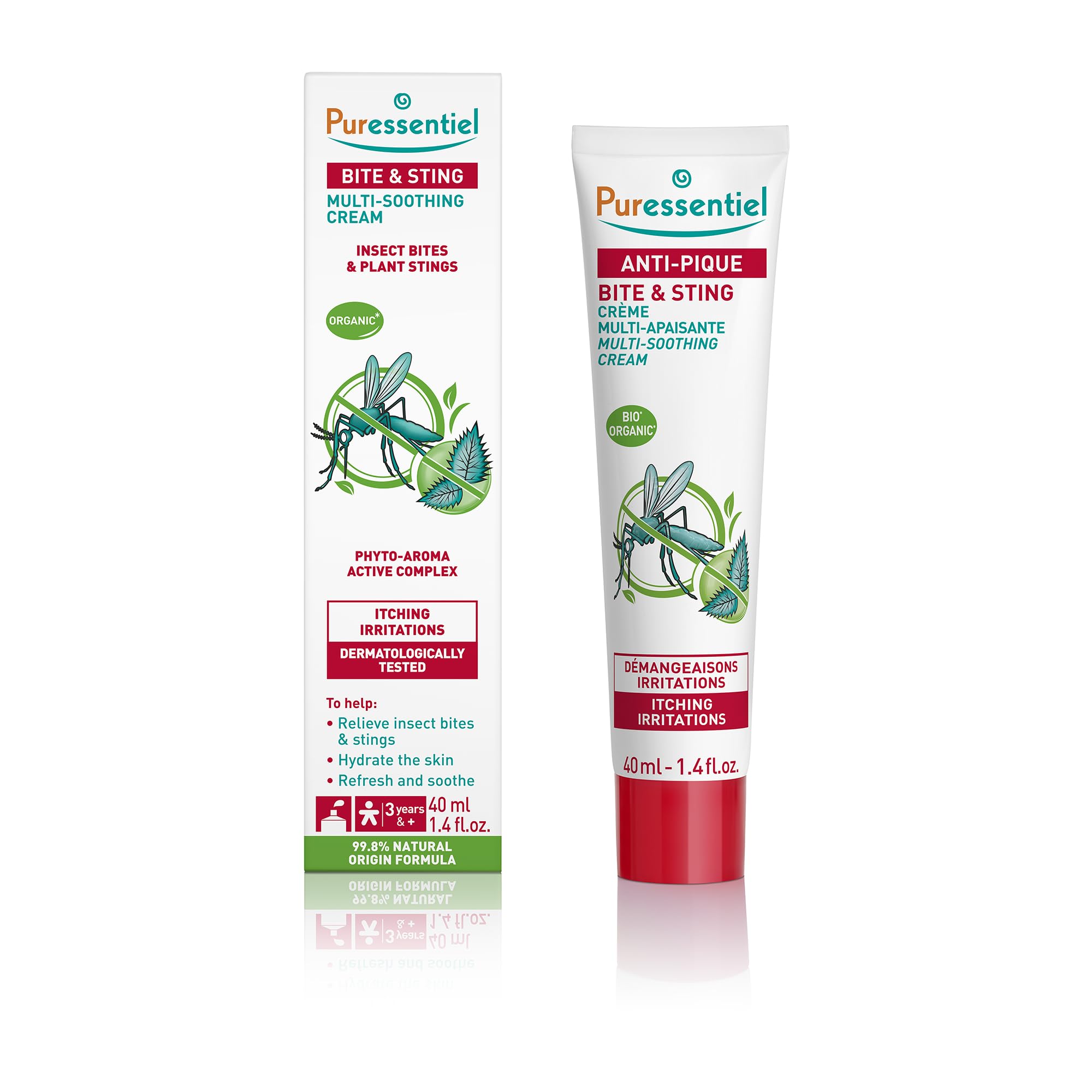 Anti-Sting - Multi-soothing cream - Insect bites and plant stings - 99.8% Natural Origin Formula - Calm irritations and sensations of itching - Dermatologically tested - 40 ml