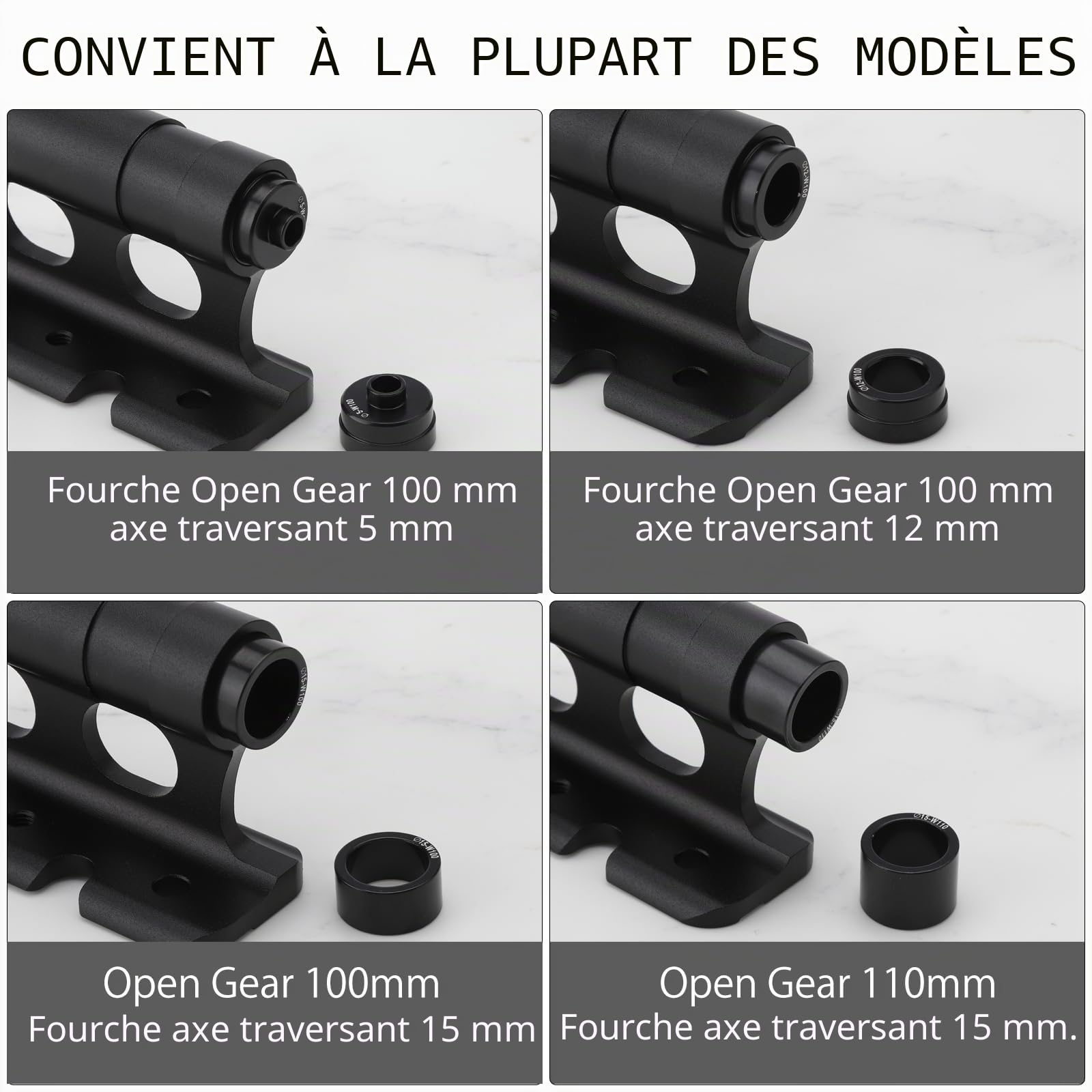 HENGBIRD 2 pièces de support de fourche pour vélo en alliage d'aluminium, support de toit pour vélo de voiture à verrouillage rapide, support de fourche pour vélo polyvalent pour 5/12/15x100mm