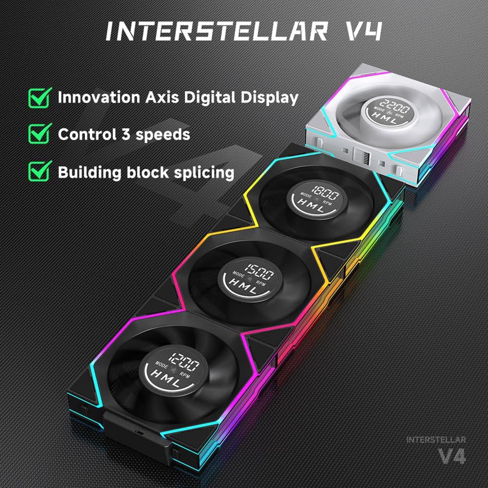 Raffreddatore per CPU ARGB con Design A Specchio Infinito con Schermo, Ventola per Case da 120 Mm, Display Digitale, Raffreddamento per Computer, 600-2100 /Min.