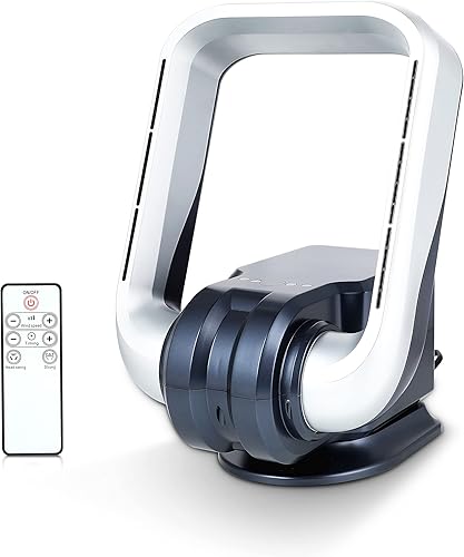 Miniatura 1 de InfiniPower Ventilador montado en la pared sin aspas con control remoto ventilador refrigerado sin hojas con cabezal giratorio para hogaroficina