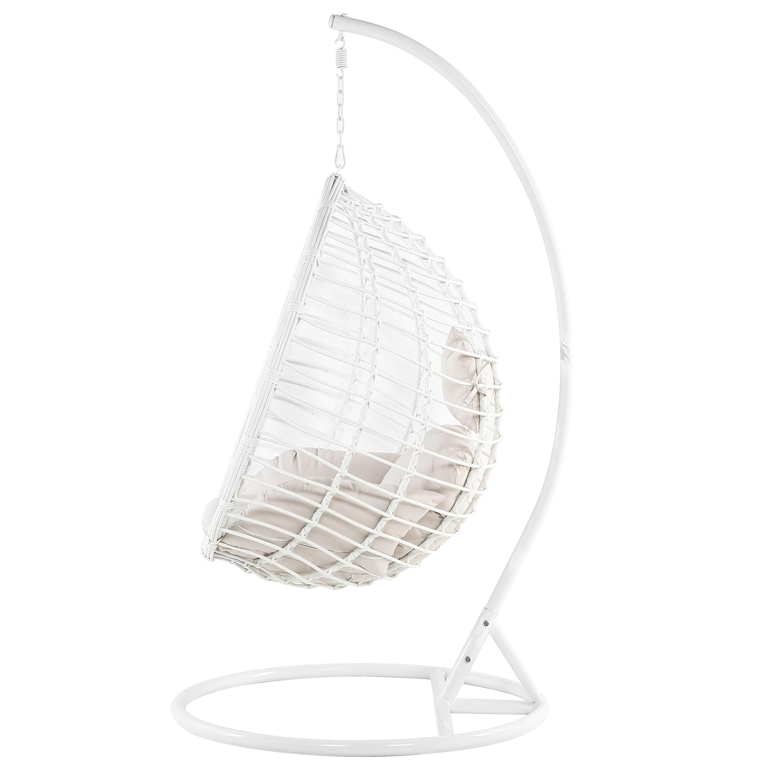 Fauteuil Suspendu Balançoire pour Extérieur et Intérieur en Rotin Blanc Design Ultra Moderne et Conception Solide pour Salon ou Jardin Beliani