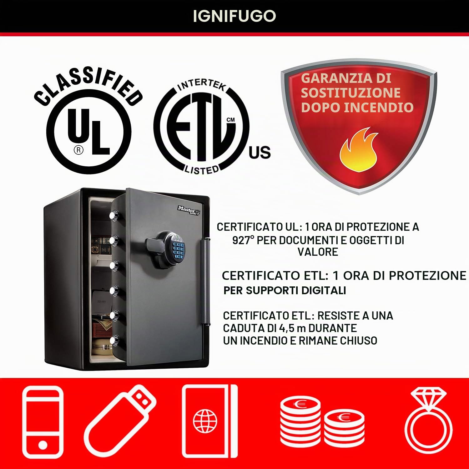 Master Lock Security Safe with Digital Combination LFW205FYC, 56L