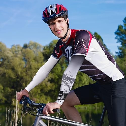 Miniatura 8 de 4 pares de fundas de protección solar UV para brazos manga deportiva de enfriamiento antideslizante para hombres y mujeres