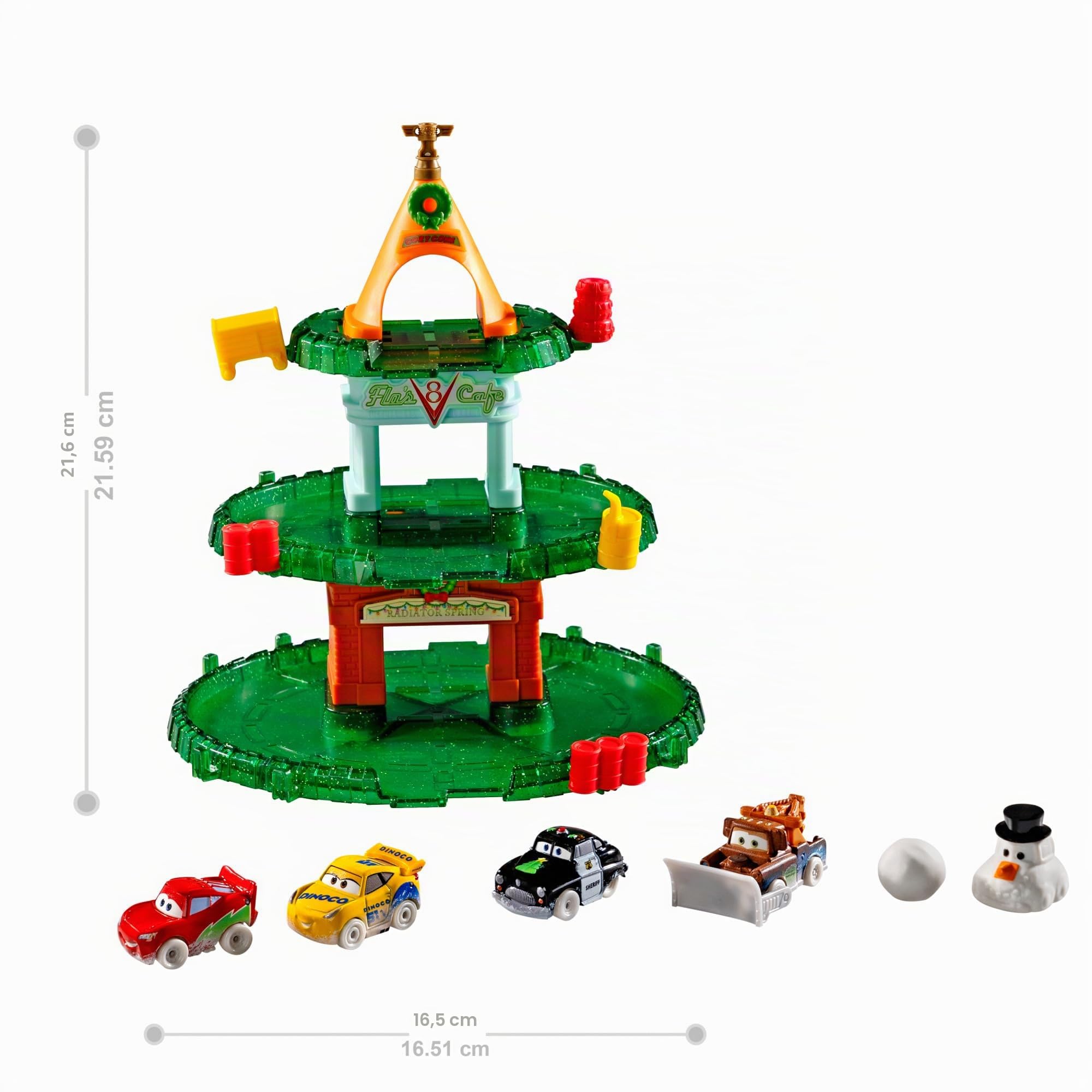 Mattel CARS - Calendario dell'Avvento Cars Minis, 24 sorprese a tema natalizio tra cui 4 macchinine, personaggi, pista modulabile e accessori per le feste, giocattolo per bambini, 3+ anni, HXT34