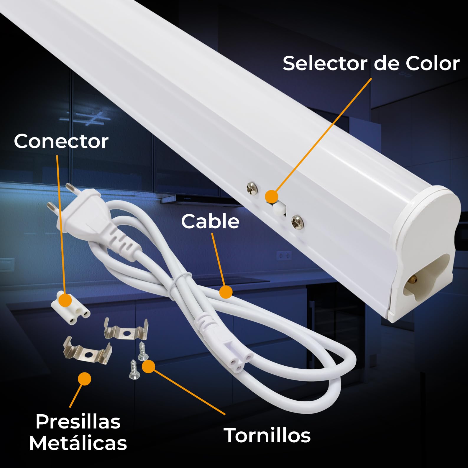 LED ATOMANT Tubo LED T5 120cm 18W, CCT (Selector de Color Blanco Calido, Neutro y Frio), Para armario, trastero o cocina.