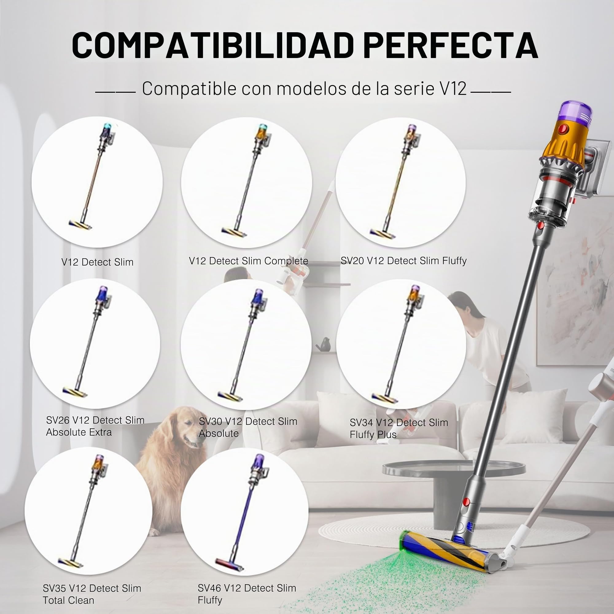 BLESYS V12 Batería para Dyson V12 Detect Slim/Fluffy/Absolute, Accesorio de batería para Aspiradora 965470-01 484607 (No para SV12 V10 V11)