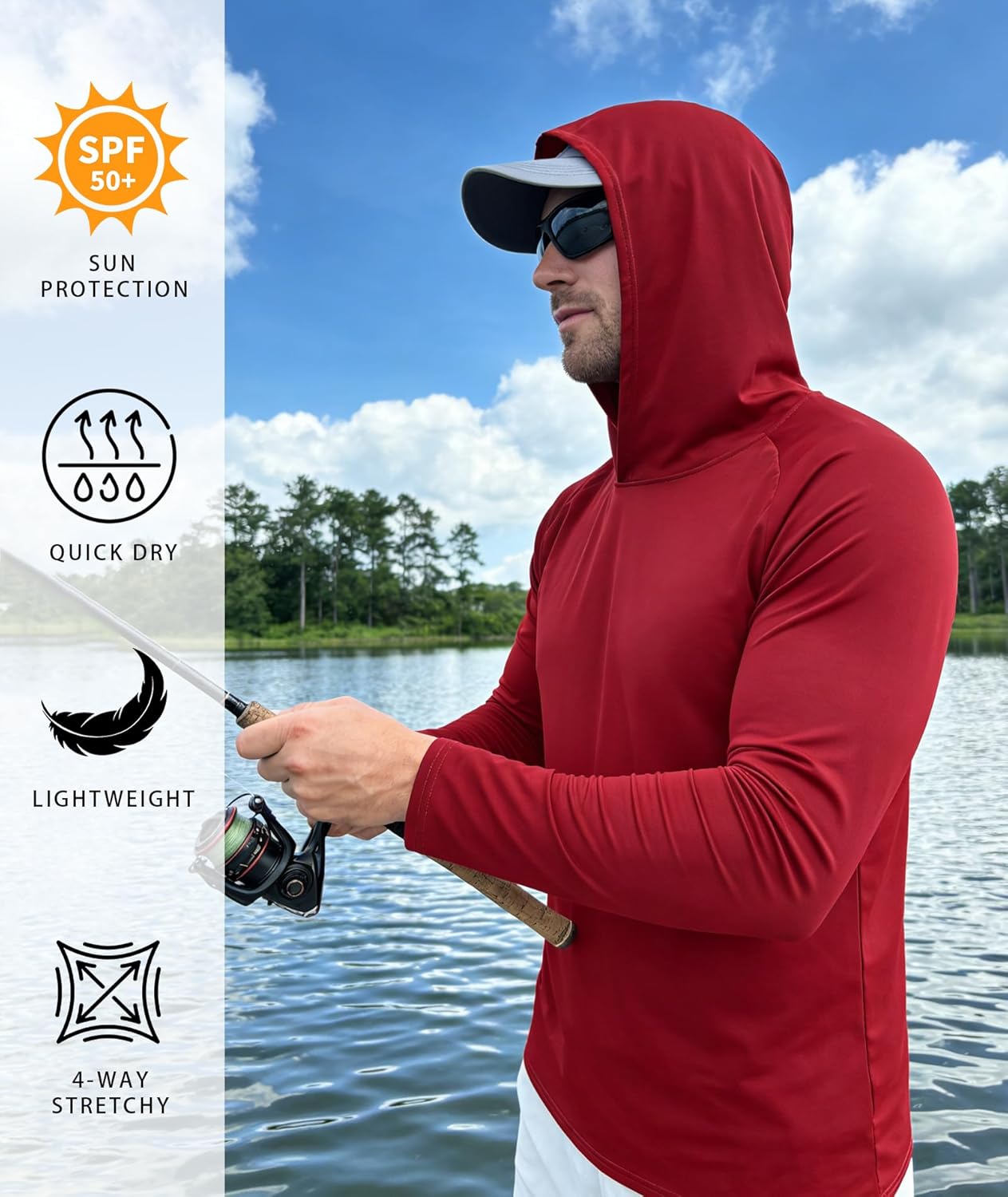 5 Pack Mens UPF 50+ Sun Protection Hoodie Long Sleeve UV SPF Fishing Shirts Lightweight Running Rash Guard Sun Shirt - Image 2
