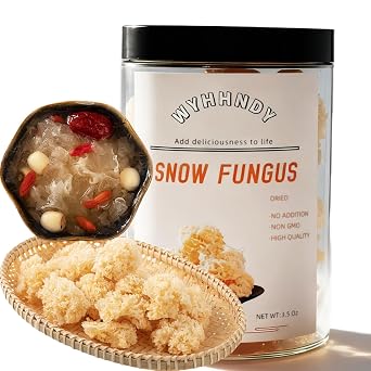 White Snow Fungus 3.5 oz Tremella | Dried Snow Fungus | Sealed canned Easily Stores Great for Desserts, Soups, and Cooking Basswood Small Tremella, White Fungus