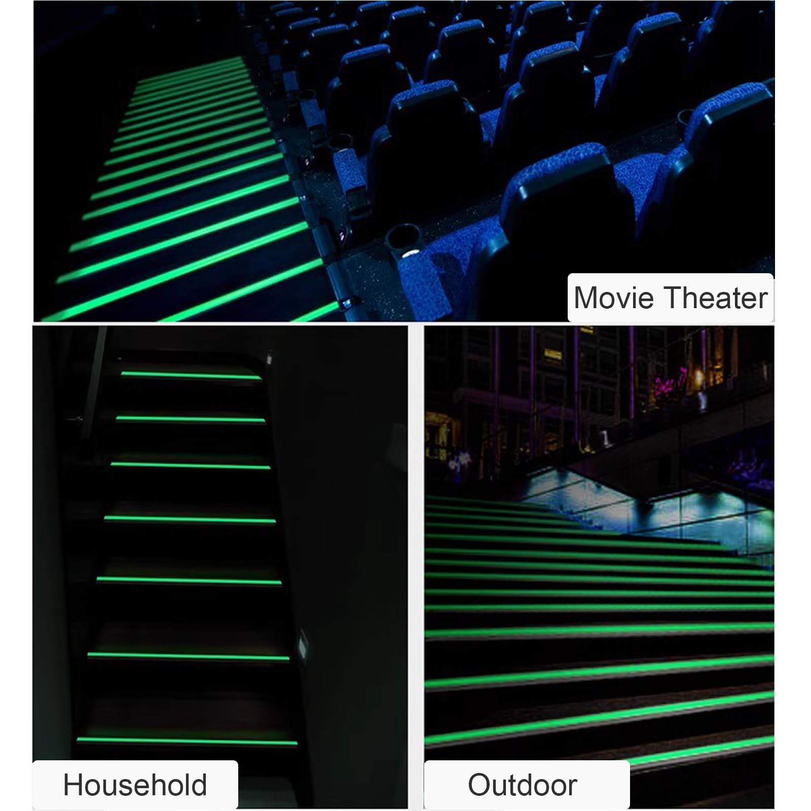 Antideslizante para Escalones con Luminoso, 100 Cm/150 Cm Protectores Antideslizantes para Escalones Protector Esquinas Pared, para Escaleras de Interior y Exterior(Blue,150cm/59in)