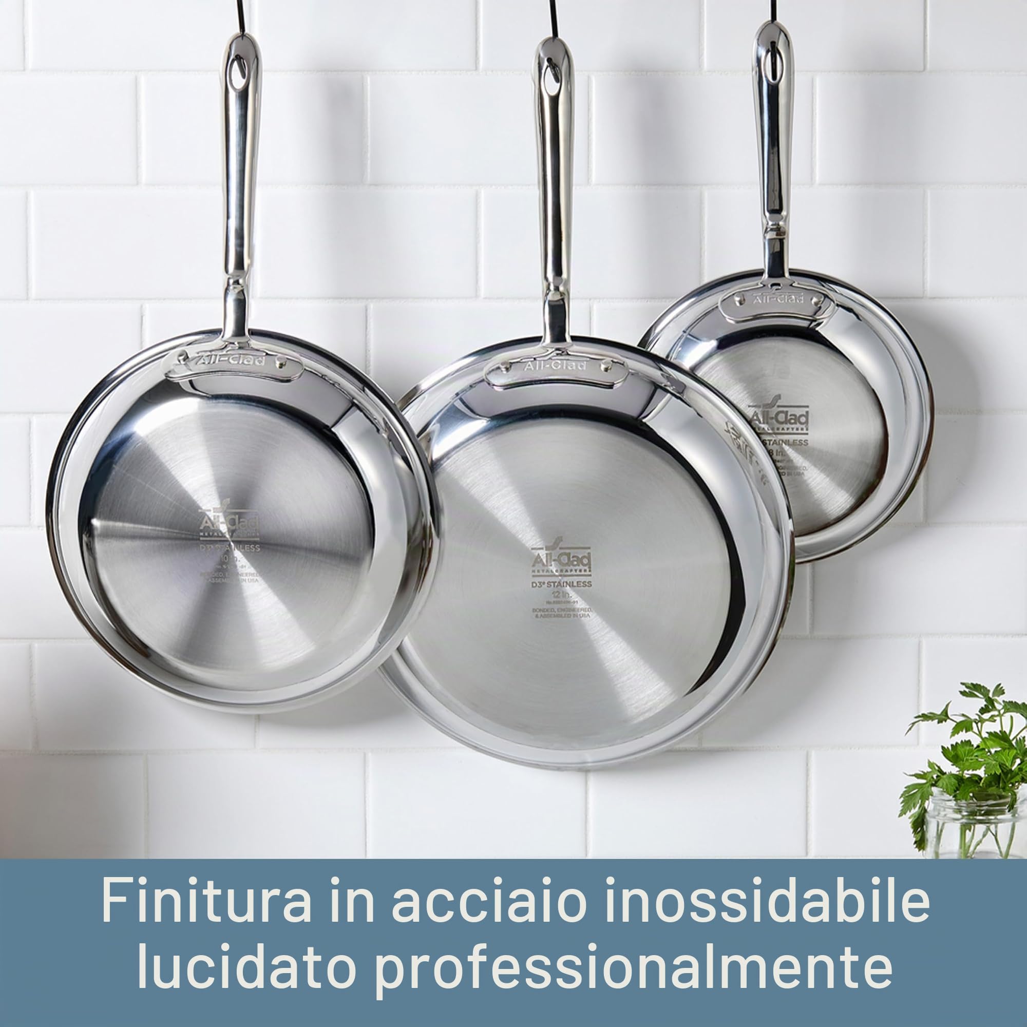All-Clad D3 - Set di pentole e padelle in acciaio inox a tre strati, qualità professionale, 10 pezzi