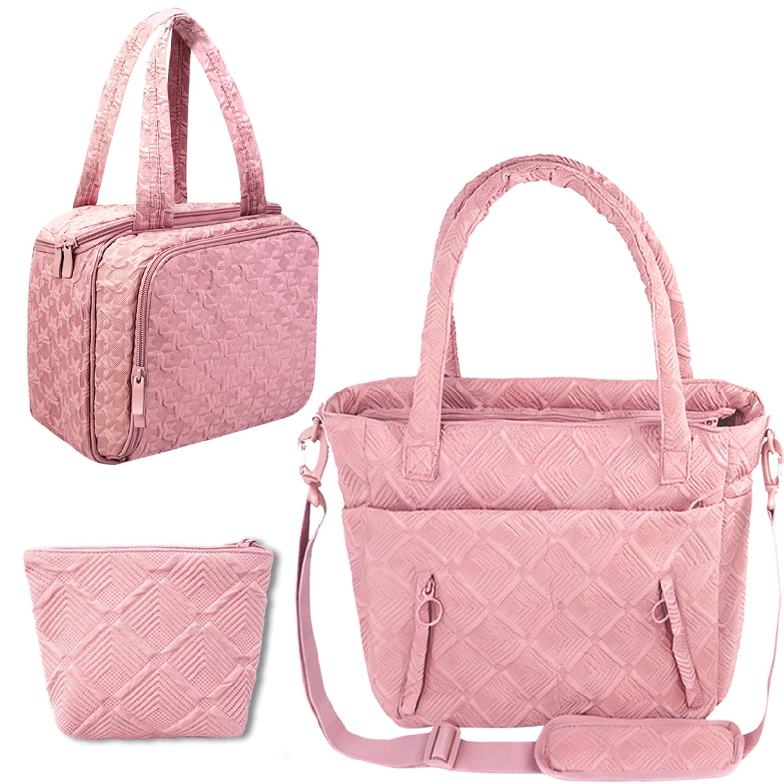 SUNRISING Tote Bag + Travel Toiletry Bag Pink
