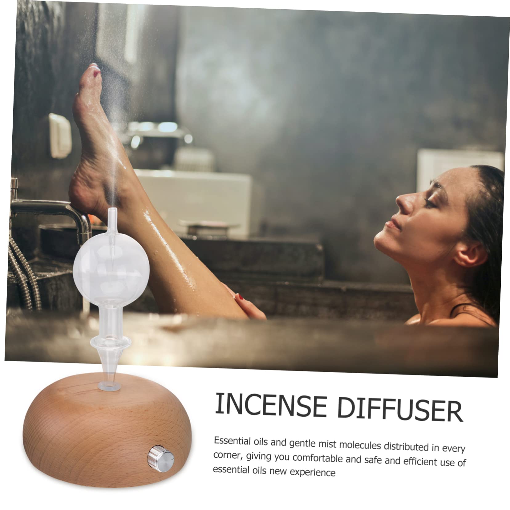 Aromatherapie Diffusor für Ätherische Öle, 1stück Glas mit Holzsockel