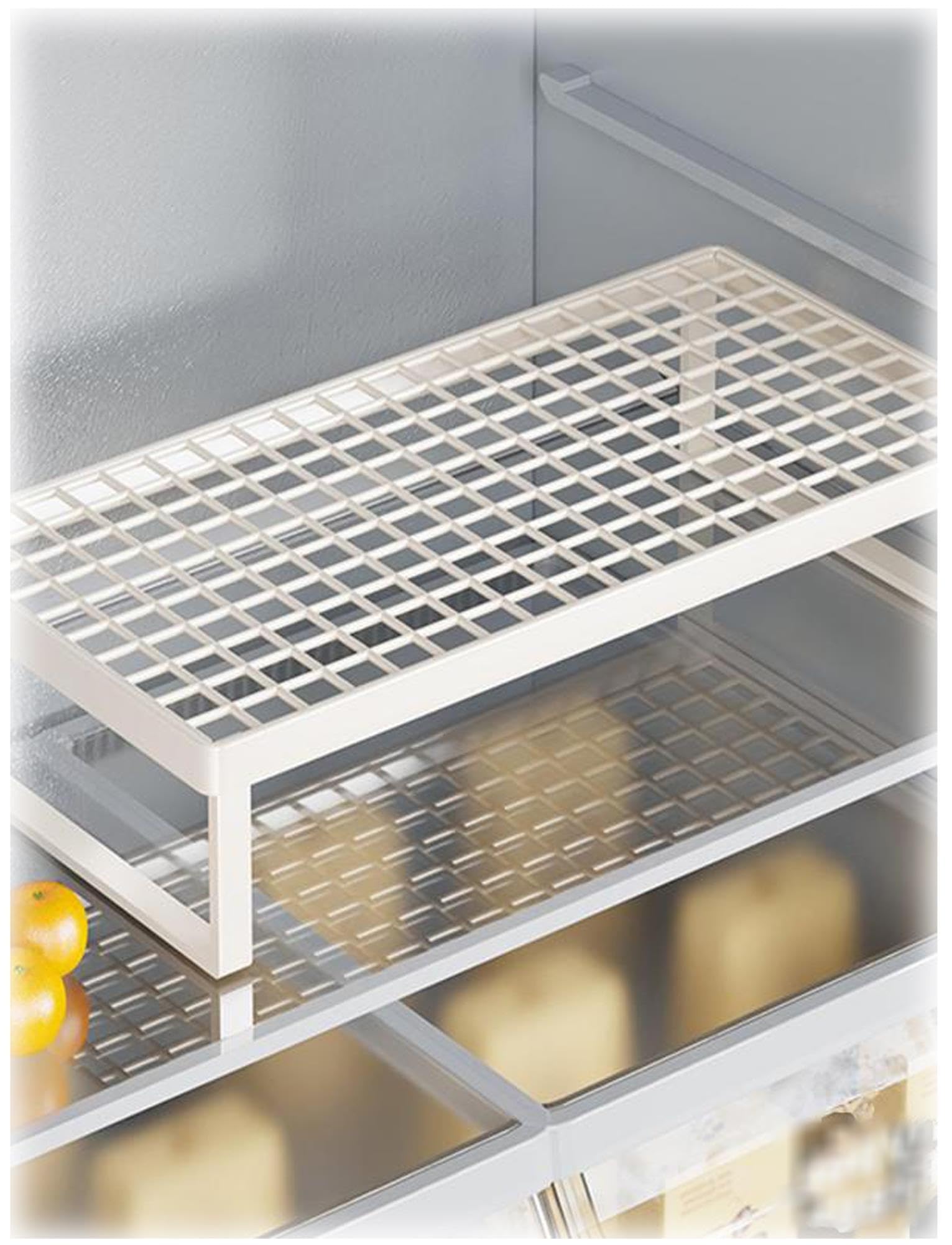 Estante organizador for refrigerador, estante de almacenamiento apilable | Con diseño de rejilla, estante divisor de despensa de alambre for cocina(Natural,50x27x15cm)