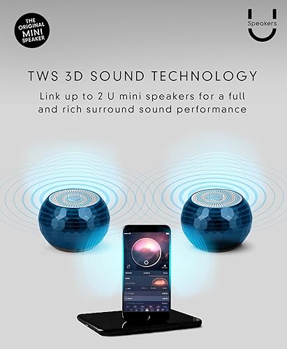Miniatura 5 de Fashionit U Mini altavoz Bluetooth pequeño, micrófono inalámbrico y obturador remoto, altavoces Bluetooth portátiles, sonido rico para el hogar y al