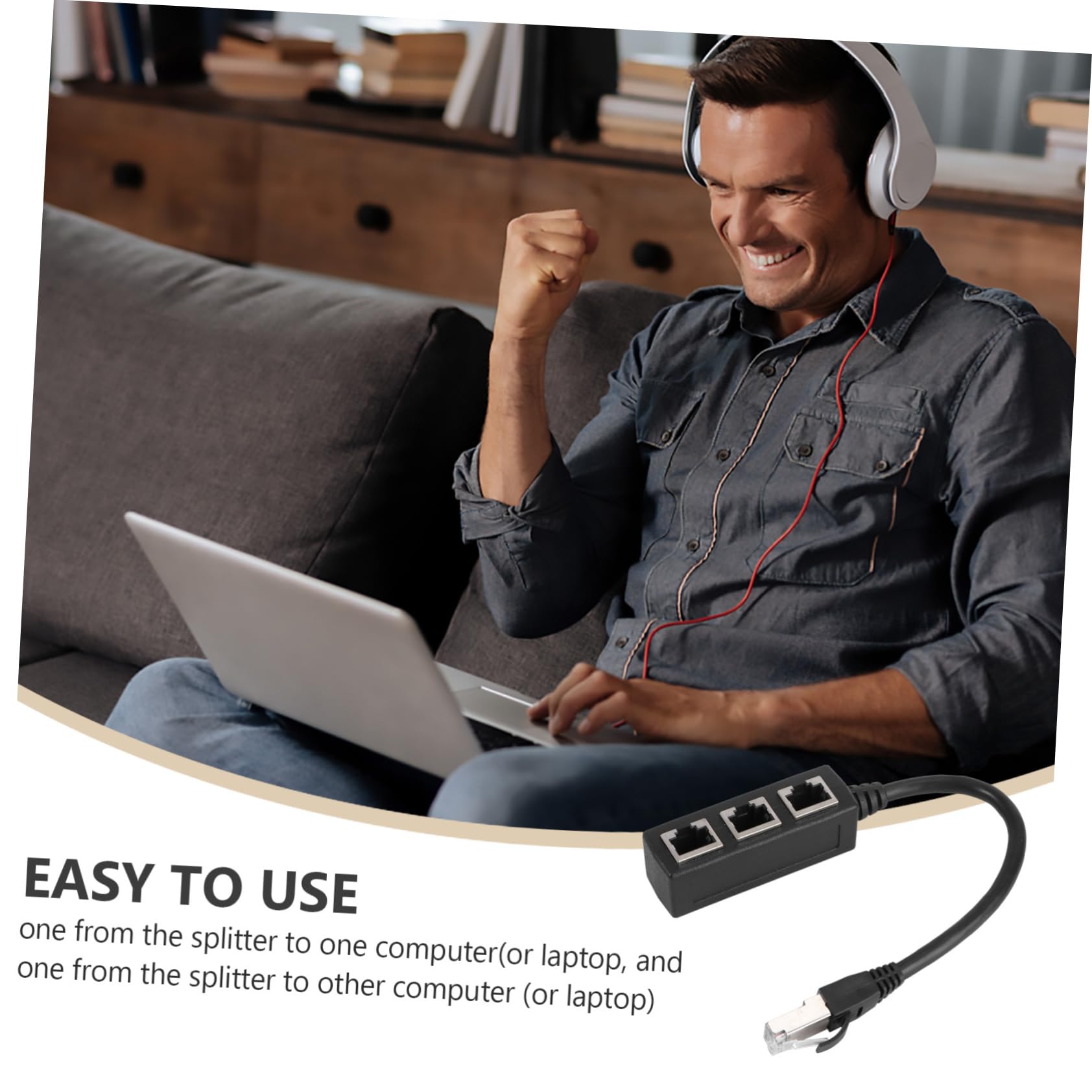 ARTIBETTER 3pcs Ethernet Splitter Adapter Male to Female Network Cable for Multiple Connections Allows Easy Access in Different Rooms for Home Office Use Random Style