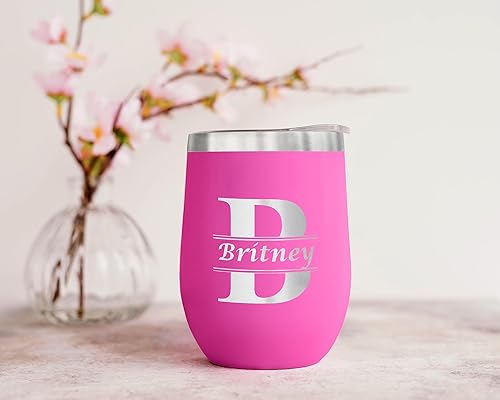 Miniatura 2 de Gifts Inscribed Vaso de vino personalizado con tapa, vaso de acero inoxidable personalizado grabado, taza de viaje personalizada con aislamiento