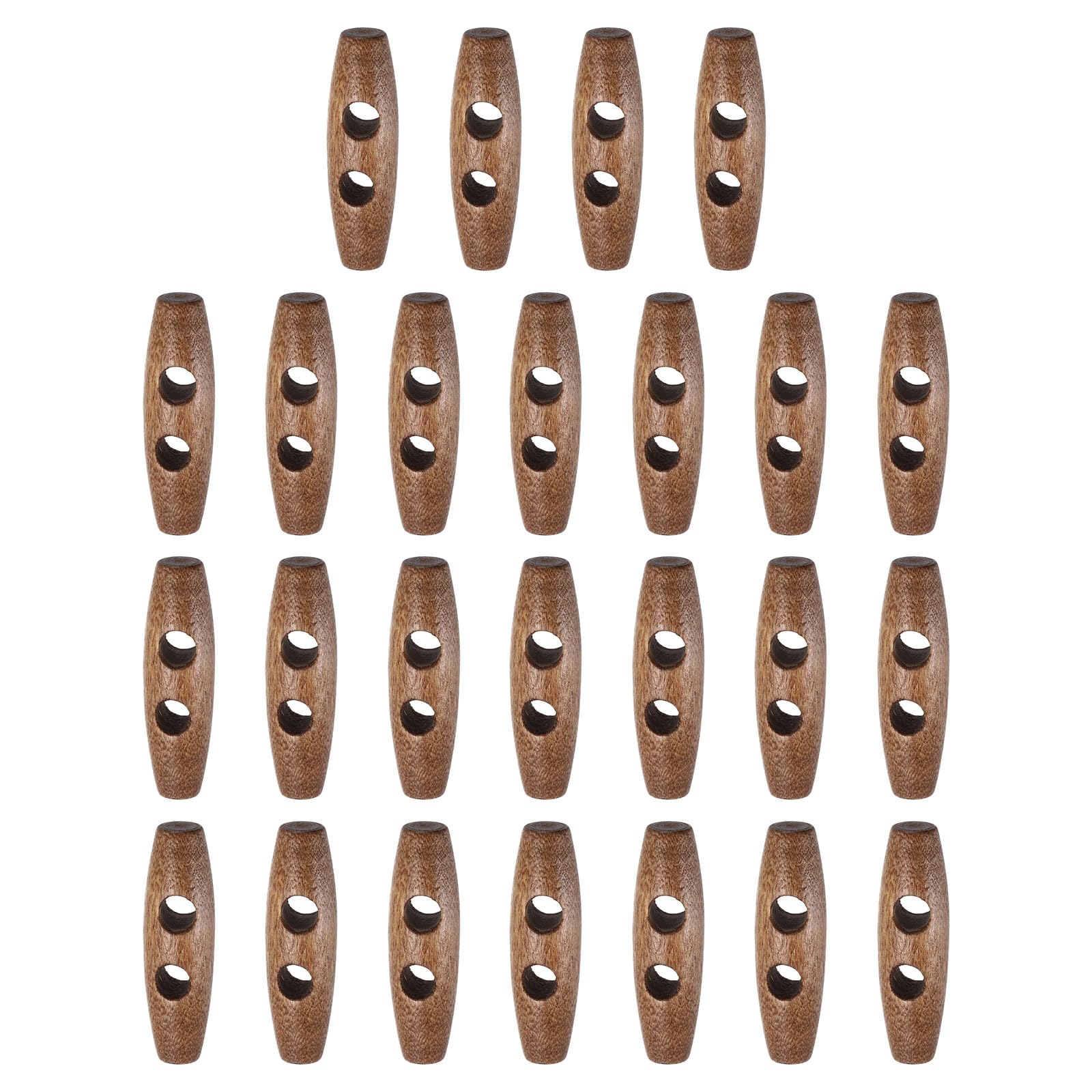 sourcing map 25pcs Wooden Toggle Buttons 40mm / 1.6" Double Hole Wood Olive Horn Sewing Buttons for Coat Sweaters Clothing DIY Craft, Light Brown