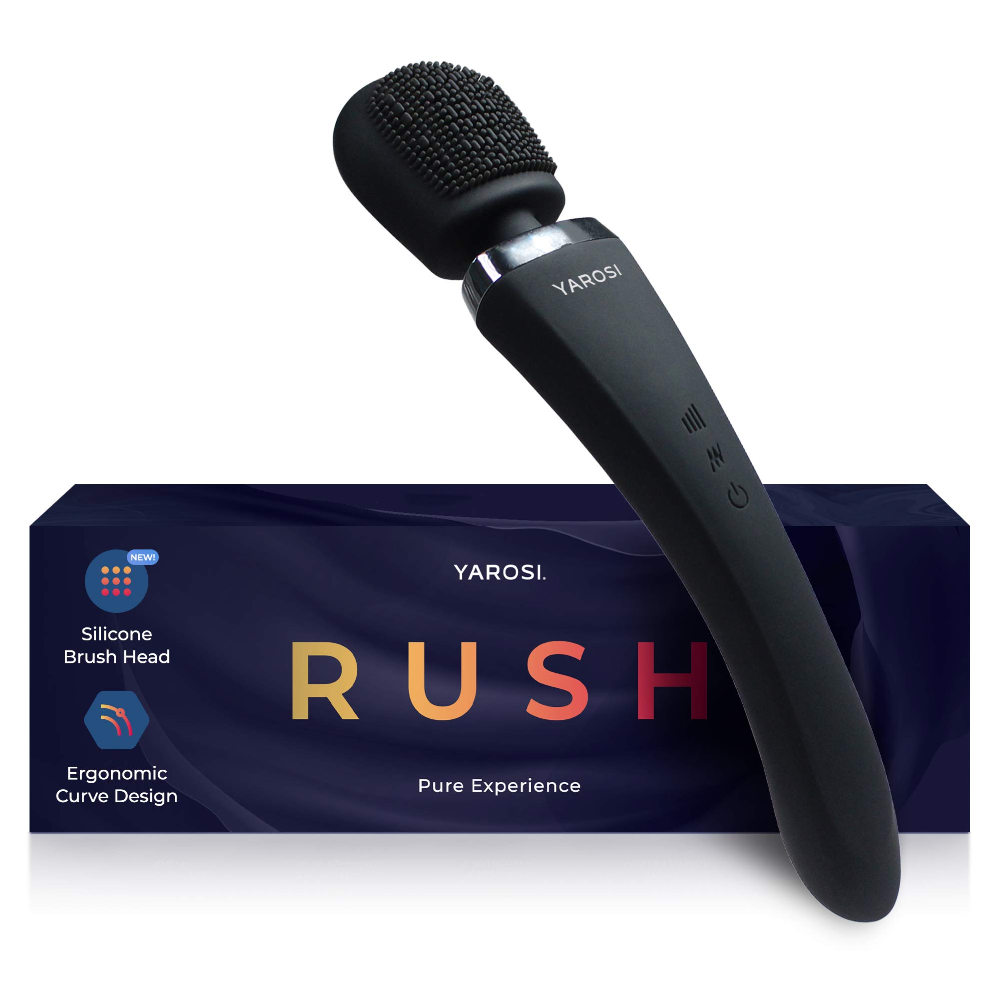 Yarosi Wireless Curve Brush Therapeutic Device Waterproof Version - 8 Powerful Speeds and 20 Patterns - for Muscle Aches and Sports Recovery - Rechargeable - Travel Friendly - Black