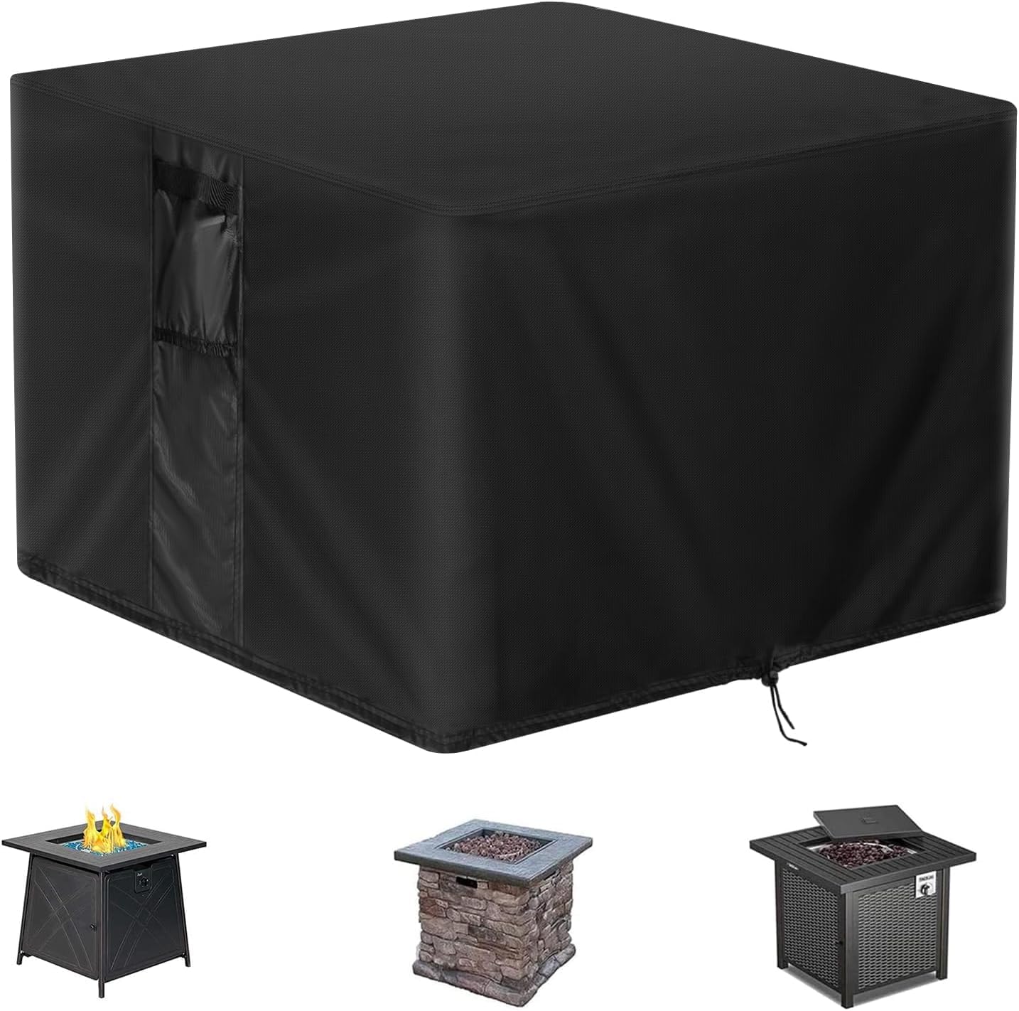 Modchase Fire Pit Cover Square, Fire Pit Covers Waterproof ,Fireplace Covers with Handles & Buckles，420D Outdoor Patio Firepit Cover for garden fire pit-42x42x46cm