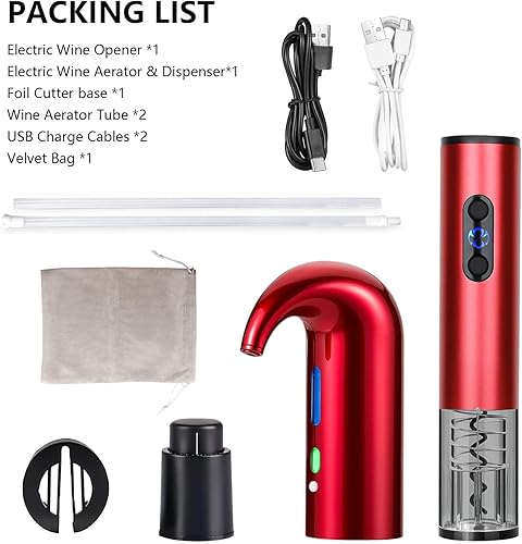 Miniatura 6 de Abridor eléctrico de botellas de vino, color rojo