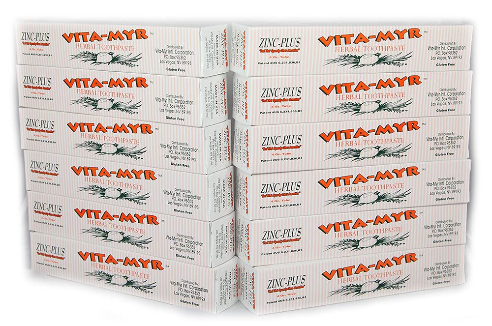 Vita-Myr Oral Care Zinc Toothpaste Sugar Free Fluoride Free Gluten Free SLS Free Alcohol Peroxide Free Saccharin Free