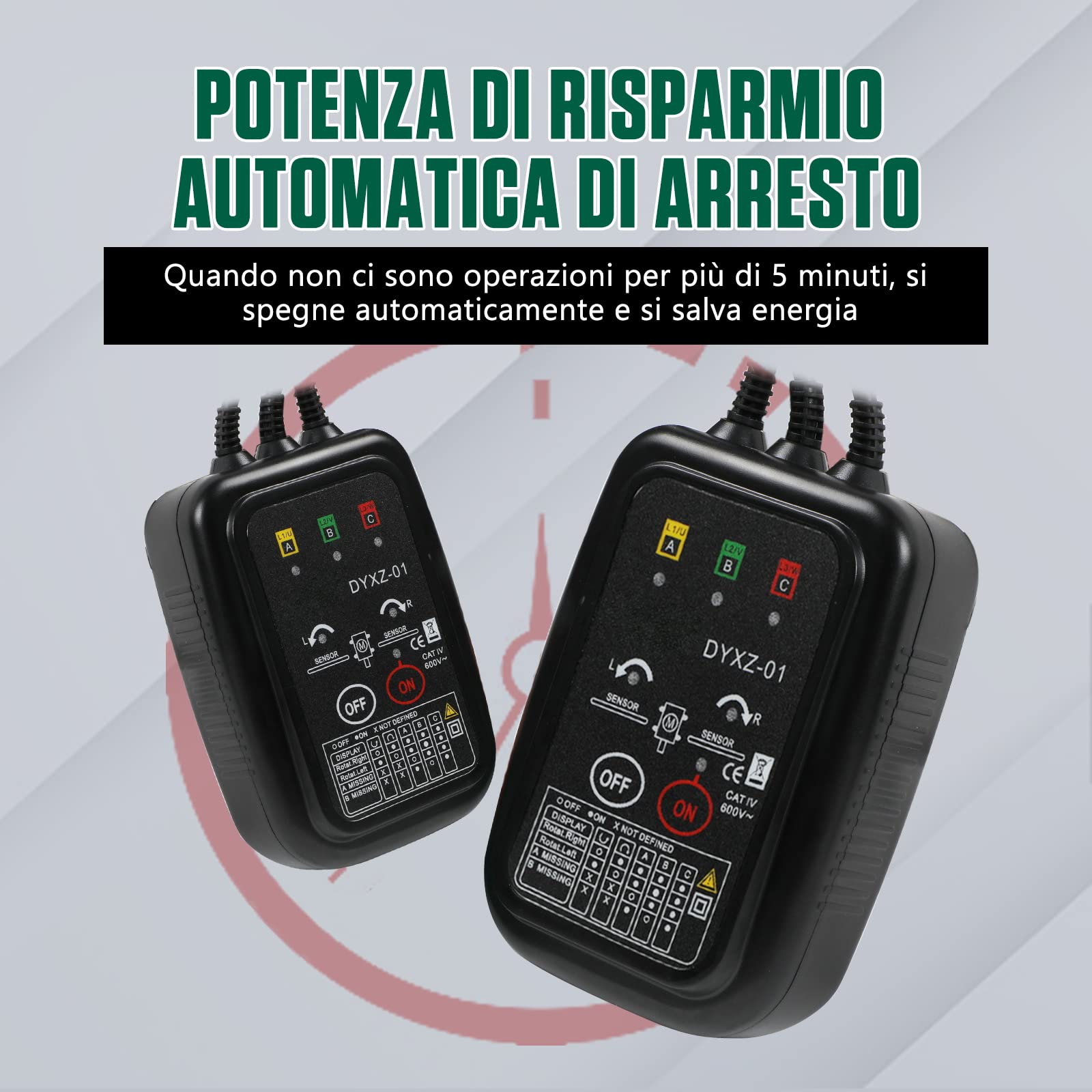 KAISAL Senso Ciclico Fasi Tester Cercafase Senza Contatto Rotazione Fasi di Fase AC 70V~600V, Rilevamento Sequenza Fasi, Rilevamento Mancanza Fase, Rilevamento Rotazione Motore