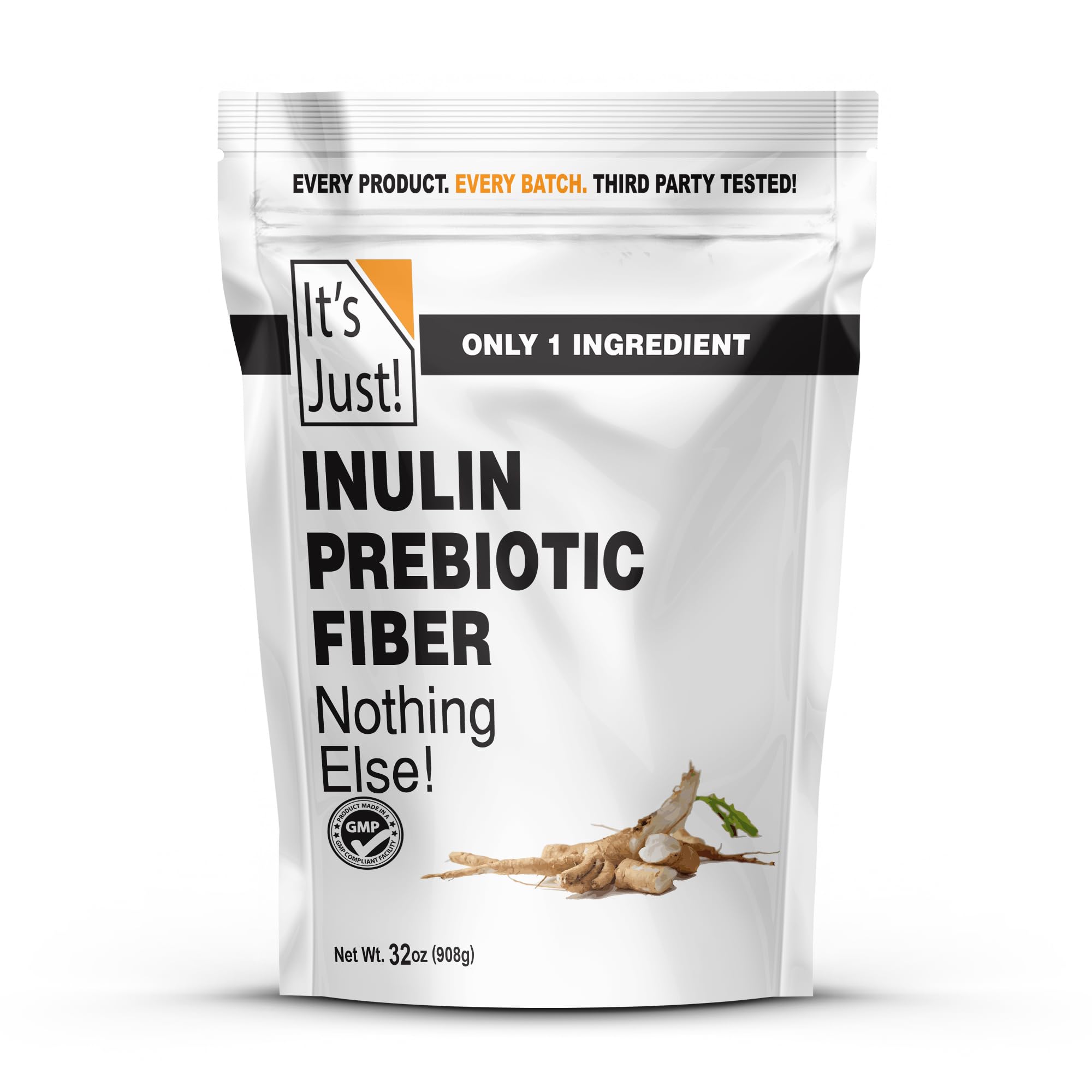 Es ist Just! - Inulin Prebiotic Fiber, Water Soluble, Chicory Root Powder, fördert Gut Health, Made in USA, Produkt von Belgien, Vegan/Keto Friendly
