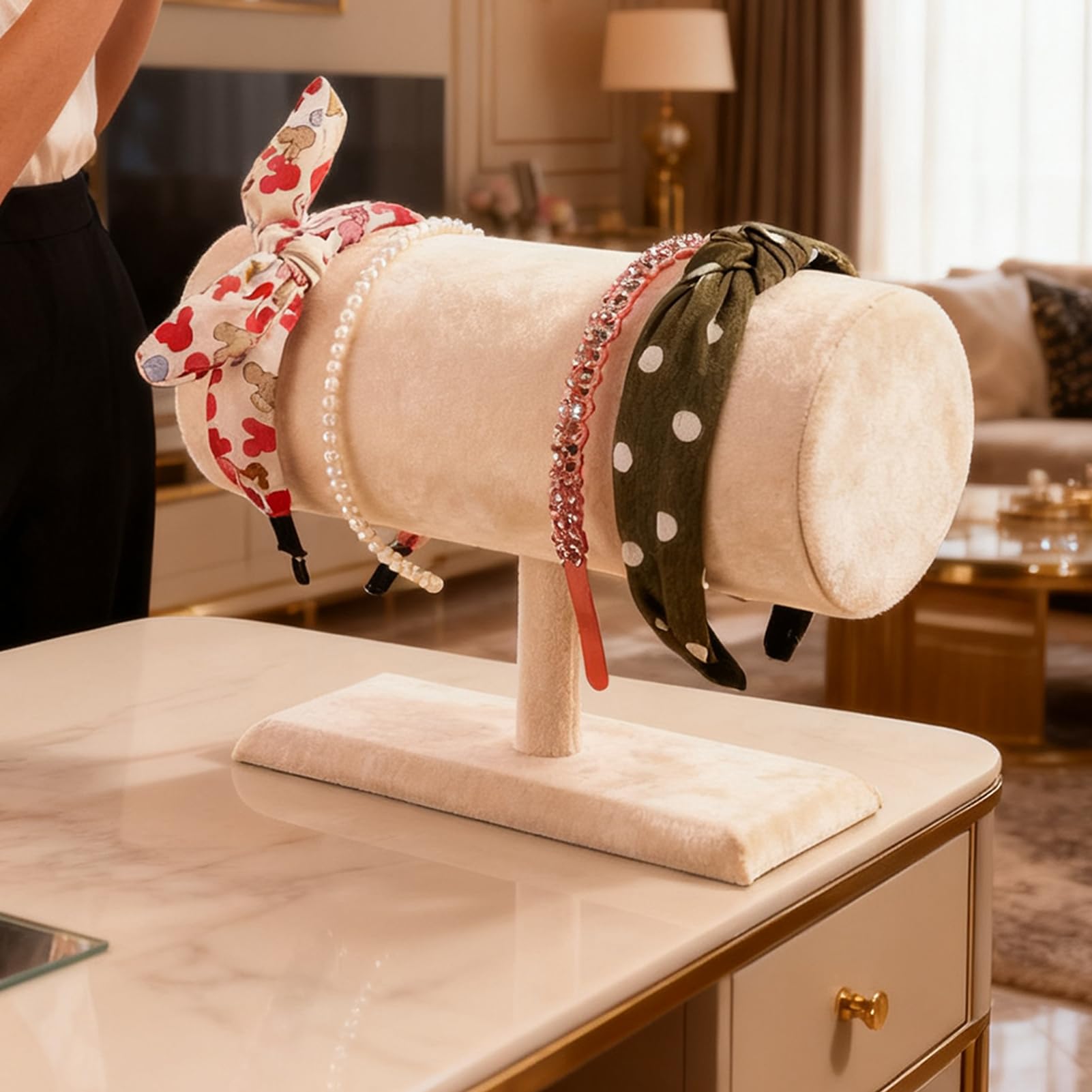 Genérico Portadiademas, Scaffale organizer in velluto - organizer per fasce e porta gioielli da donna - per gioielli, donne, ragazze, organizzazione della casa e decorazione