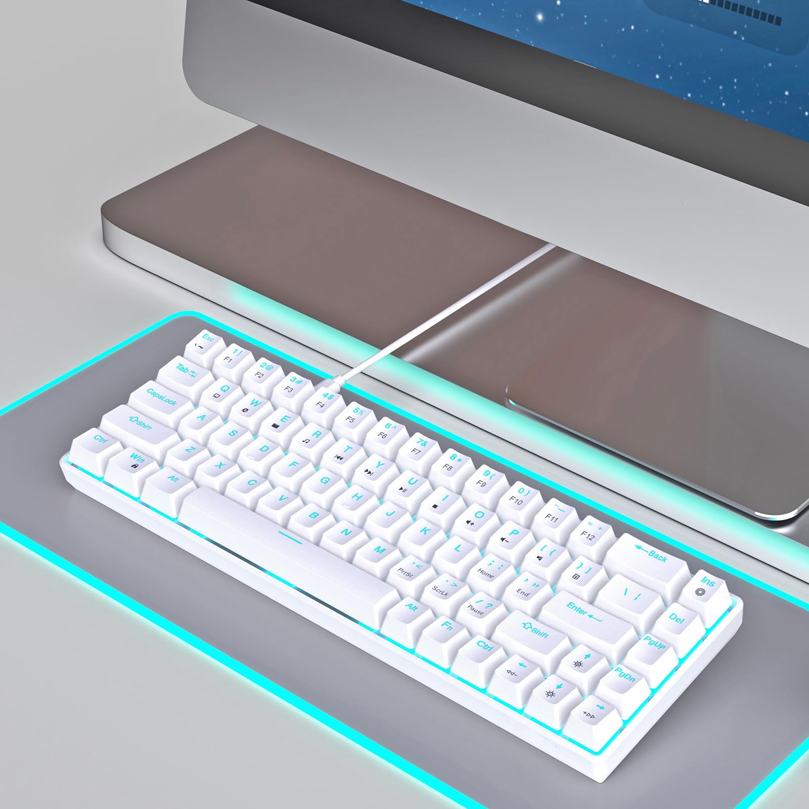 68Keys Tastiera Meccanica Double Shot Iniezioni con Opzione Backlits per PC Gamers USB C Piccola Tastiera da Gioco
