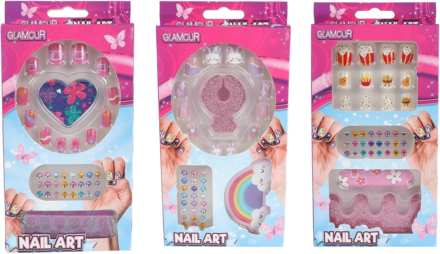 Glamour Nail Art Toy Set with Diamonds and Accessories - 12 Pieces