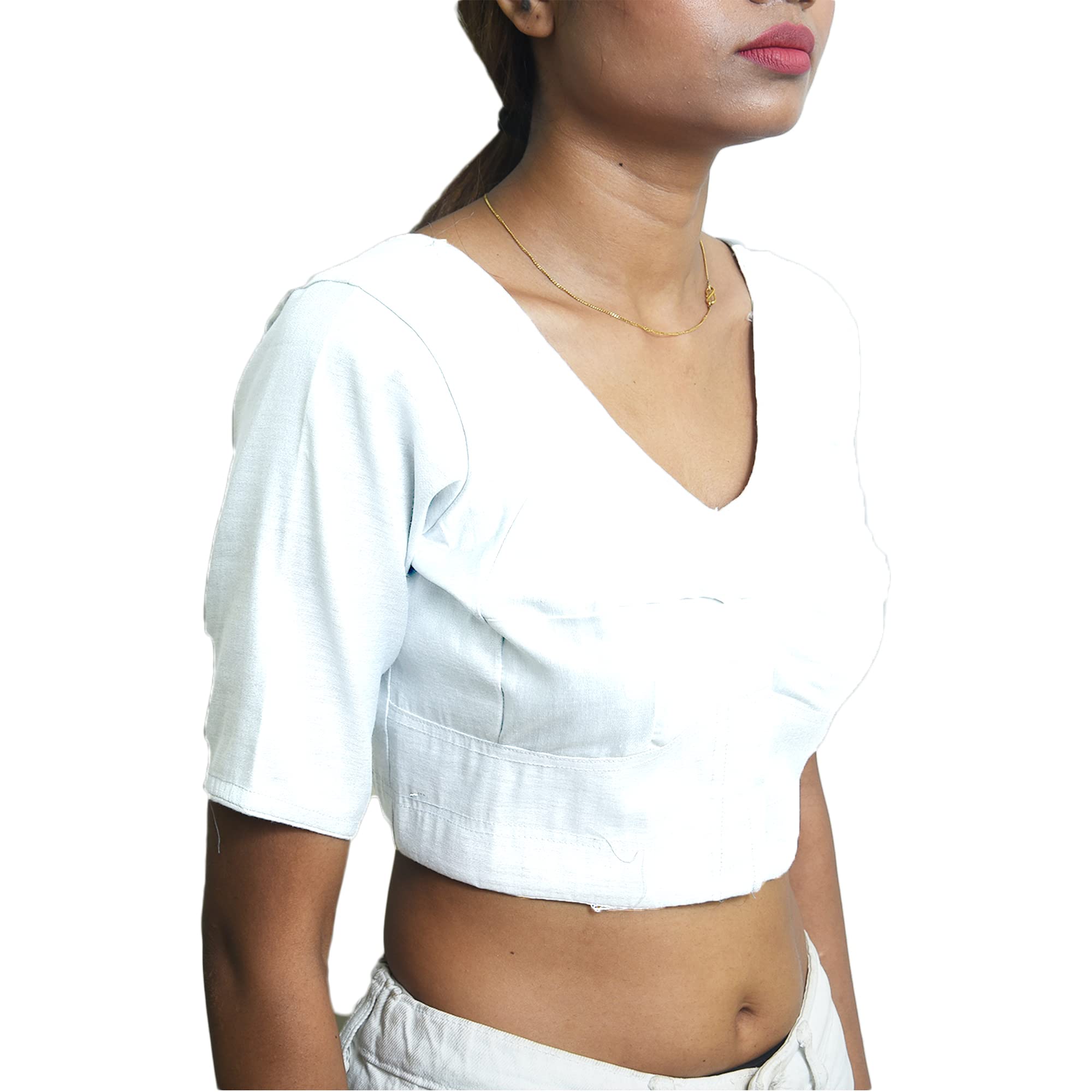 FashindWomens Readymade Art Silk White Saree Blouse choli-Saree blouse for women readymade Indian blouses for women