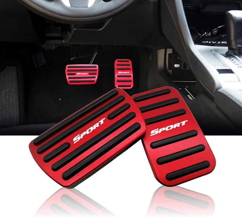 Kit de capas para pedais de freio e acelerador em alumínio vermelho NYZAUTO para Honda, câmbio automático