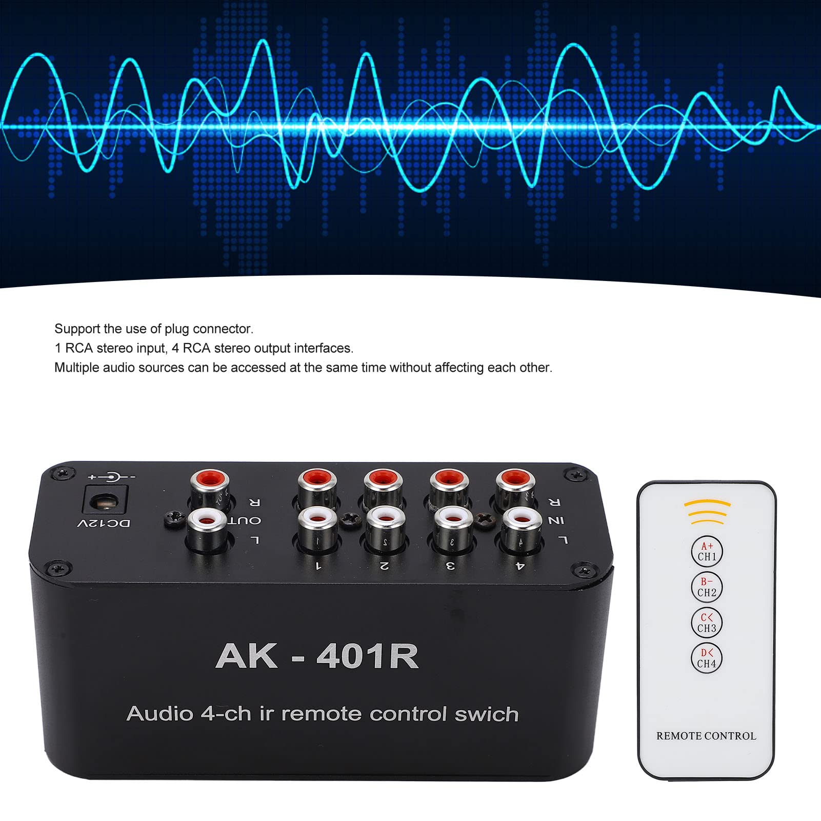 Selector de Audio 1 en 4, Divisor de señal de Salida para Cine en casa,