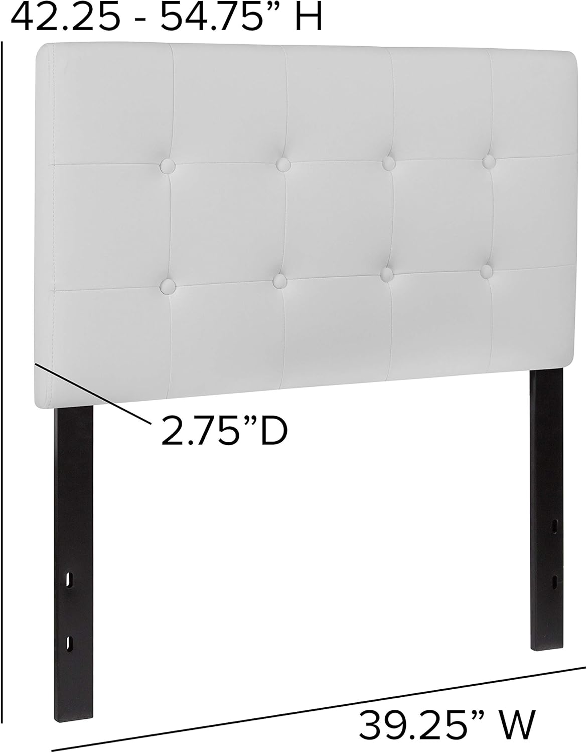 Flash Furniture Lennox Tufted Upholstered Twin Size Headboard in White Vinyl