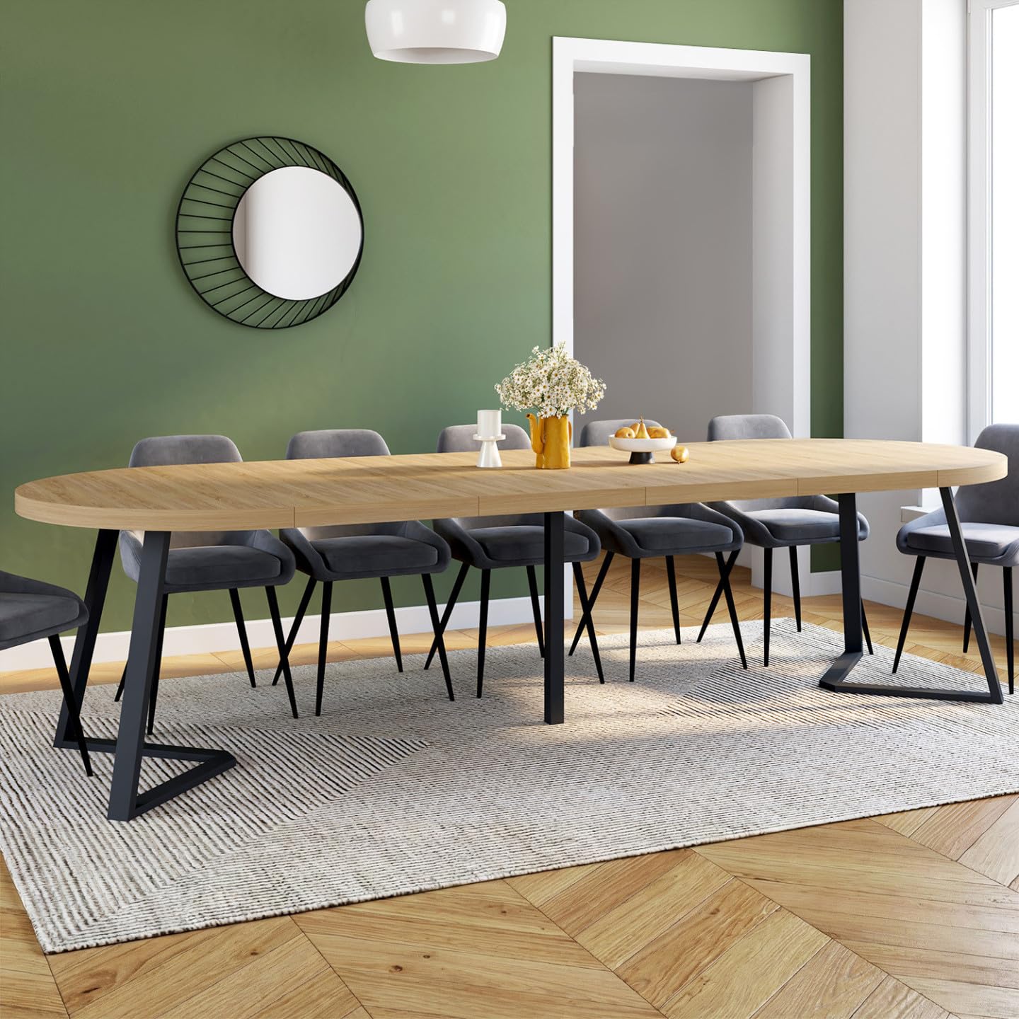 IDMarket – Mesa de comedor extensible redonda Selma 4-10 personas madera efecto haya 110-300 cm