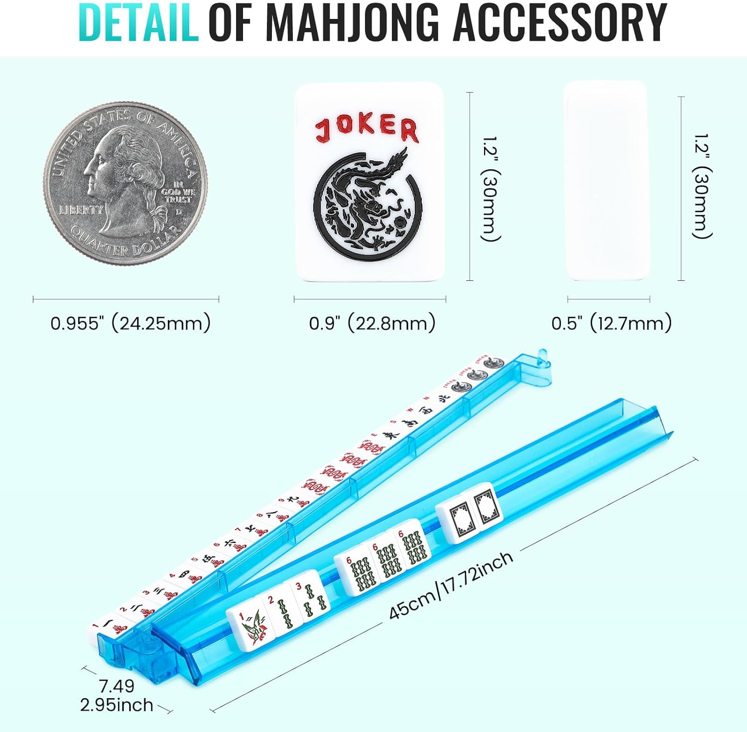 American Mahjong Tile Set,166 White Tiles Mahjong Set,4 Colors Mahjong Racks,Travel Mahjong Set with Green Carrying Bag